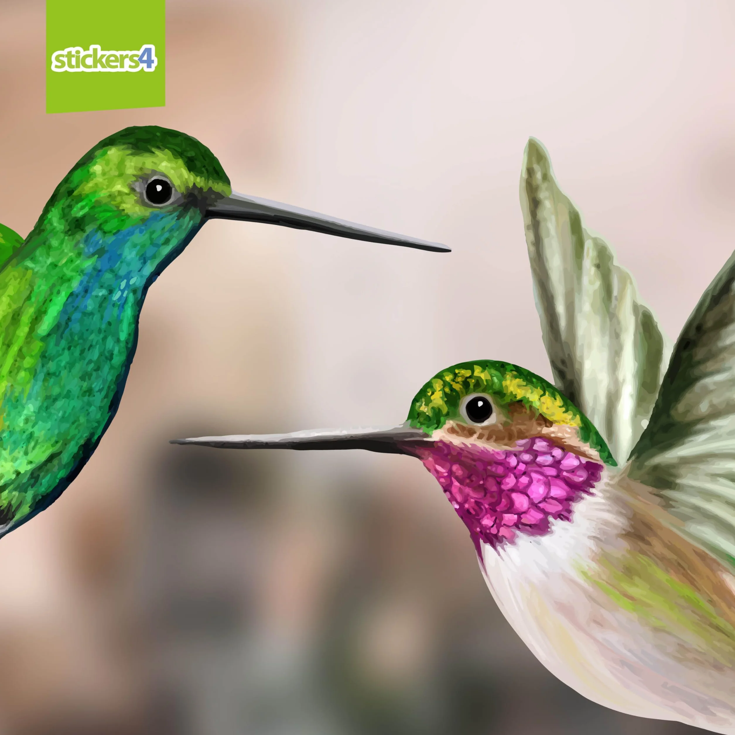 Stickers Fenêtre Colibri Anti-Collision Oiseaux - 4 Décoratifs Electrostatiques