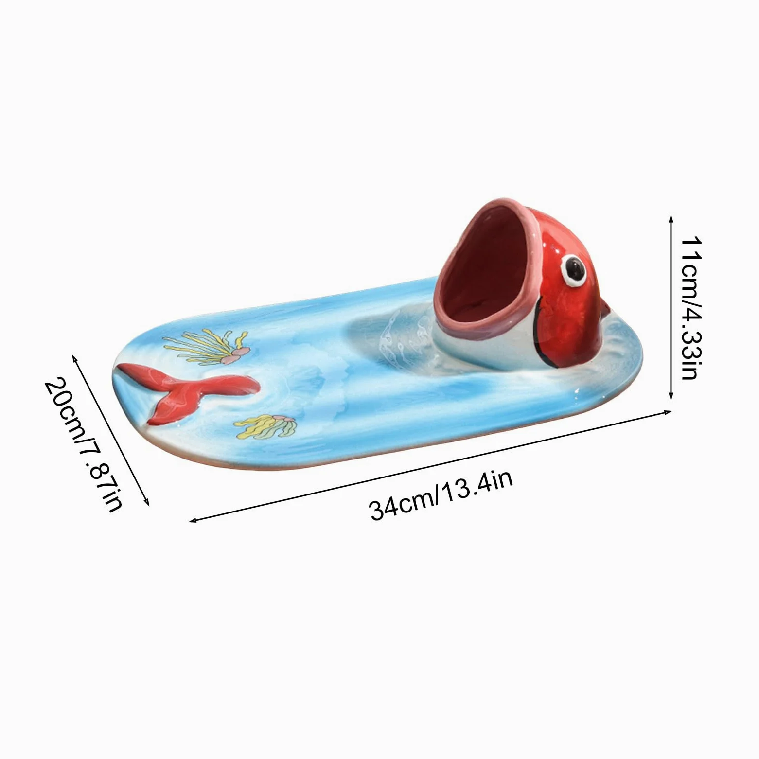 Plat à Sushi Assiettes à Sushi à Motif Carpe | Plat en Céramique et Bol Peint à la Main pour Fête, Cuisine, Nourriture, Hôtel, Déjeuner, Dîner, Restaurant, Maison, Salade