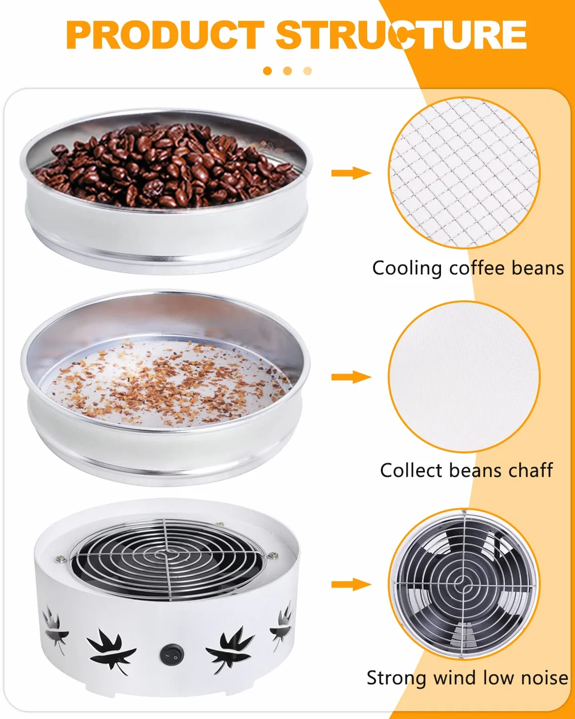 YUCHENGTECH Refroidisseur de Grains de café 500g 220V Filtre à Double Couche