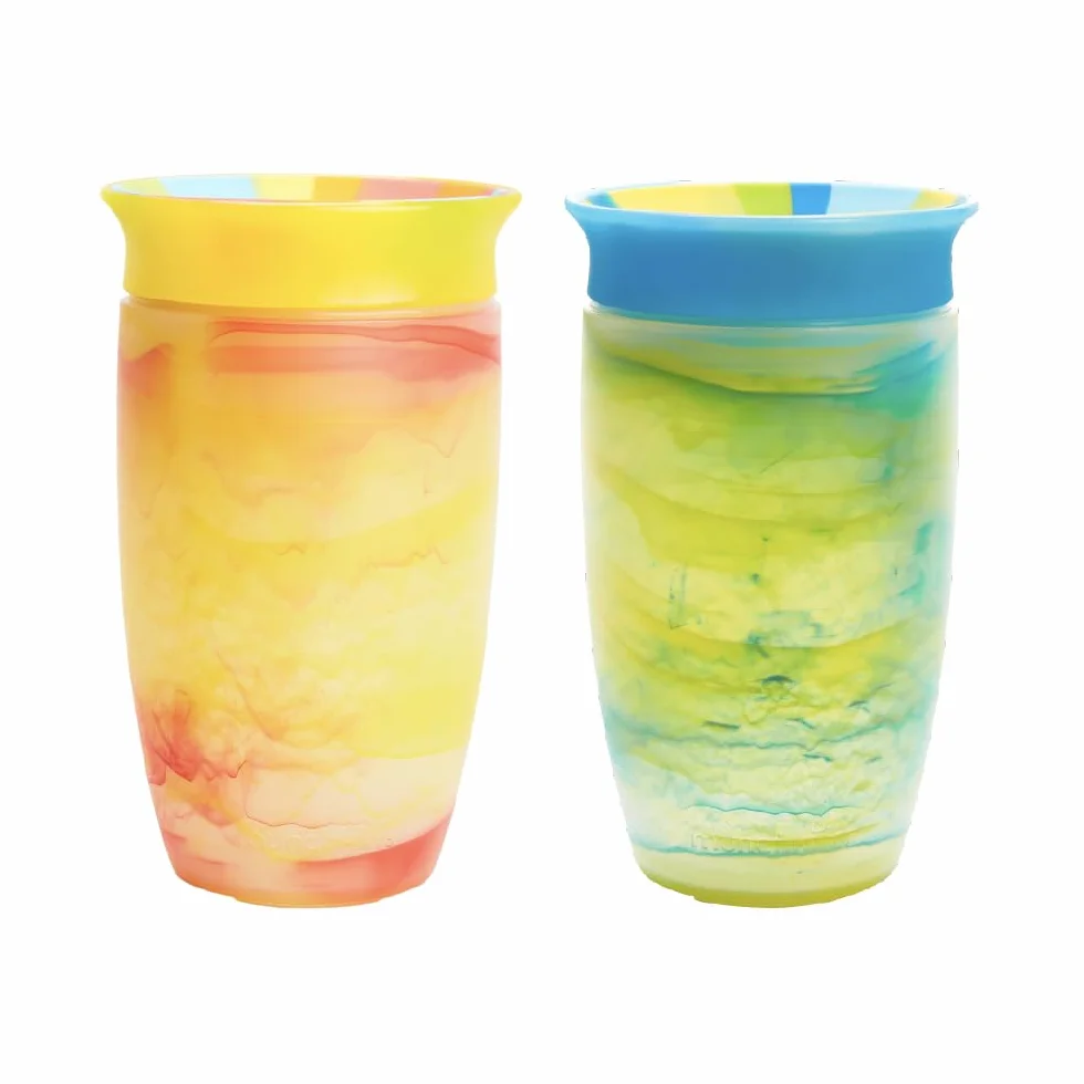 Munchkin Miracle 360 Tasses Bébé Gobelet à Flux Libre Sans BPA 296 ml Pack de 2 Bleu/Jaune