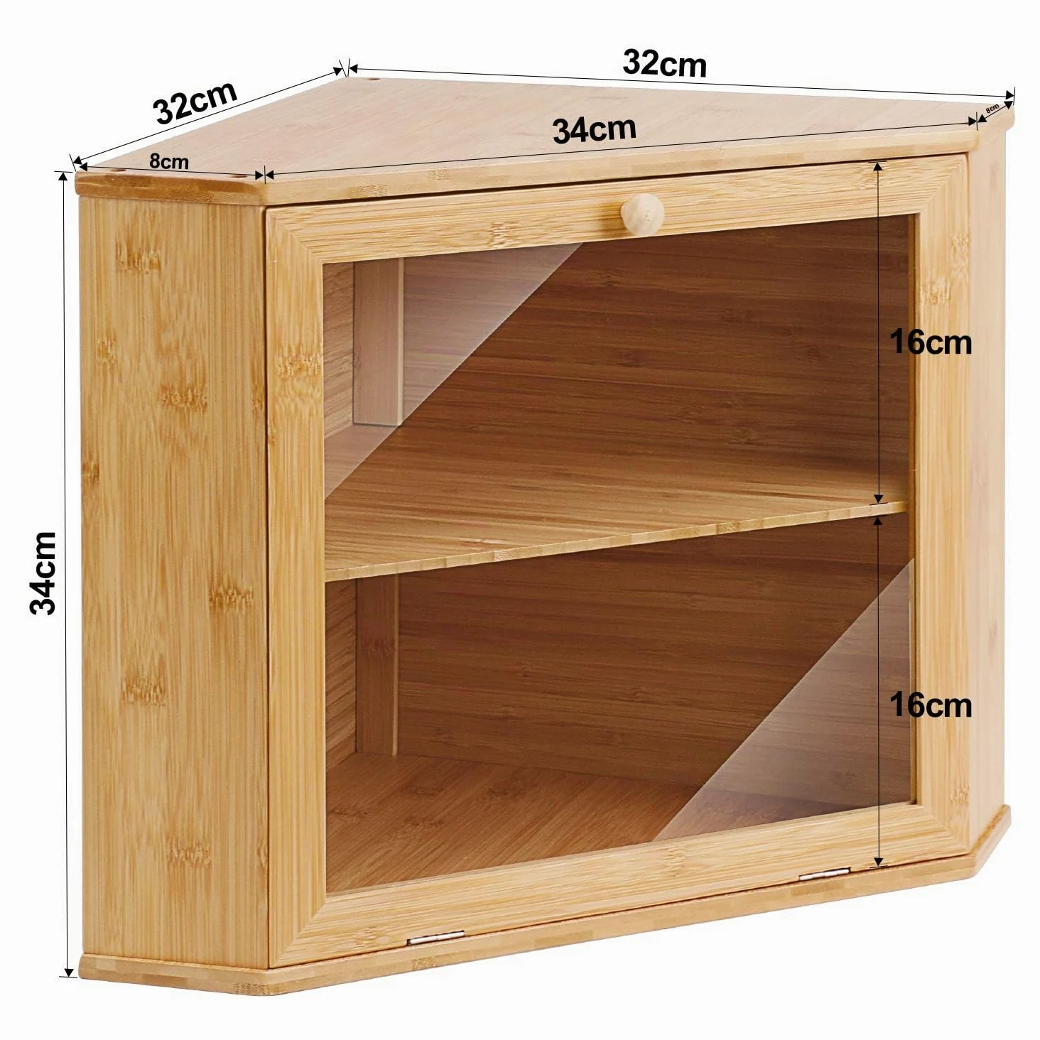 Leader Accessories Boîte à Pain en Bambou 2 Étages d’Angle | Boîte à pain en bambou à 2 étages, design d’angle compact pour pains, baguettes et viennoiseries