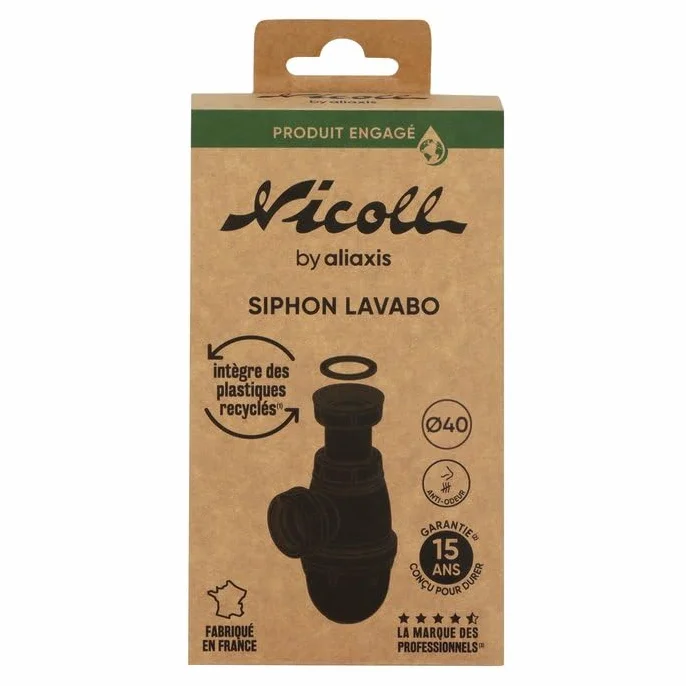 Siphon d'évier NICOLL F1'1/2 Diamètre 40 mm Polypropylène recyclé