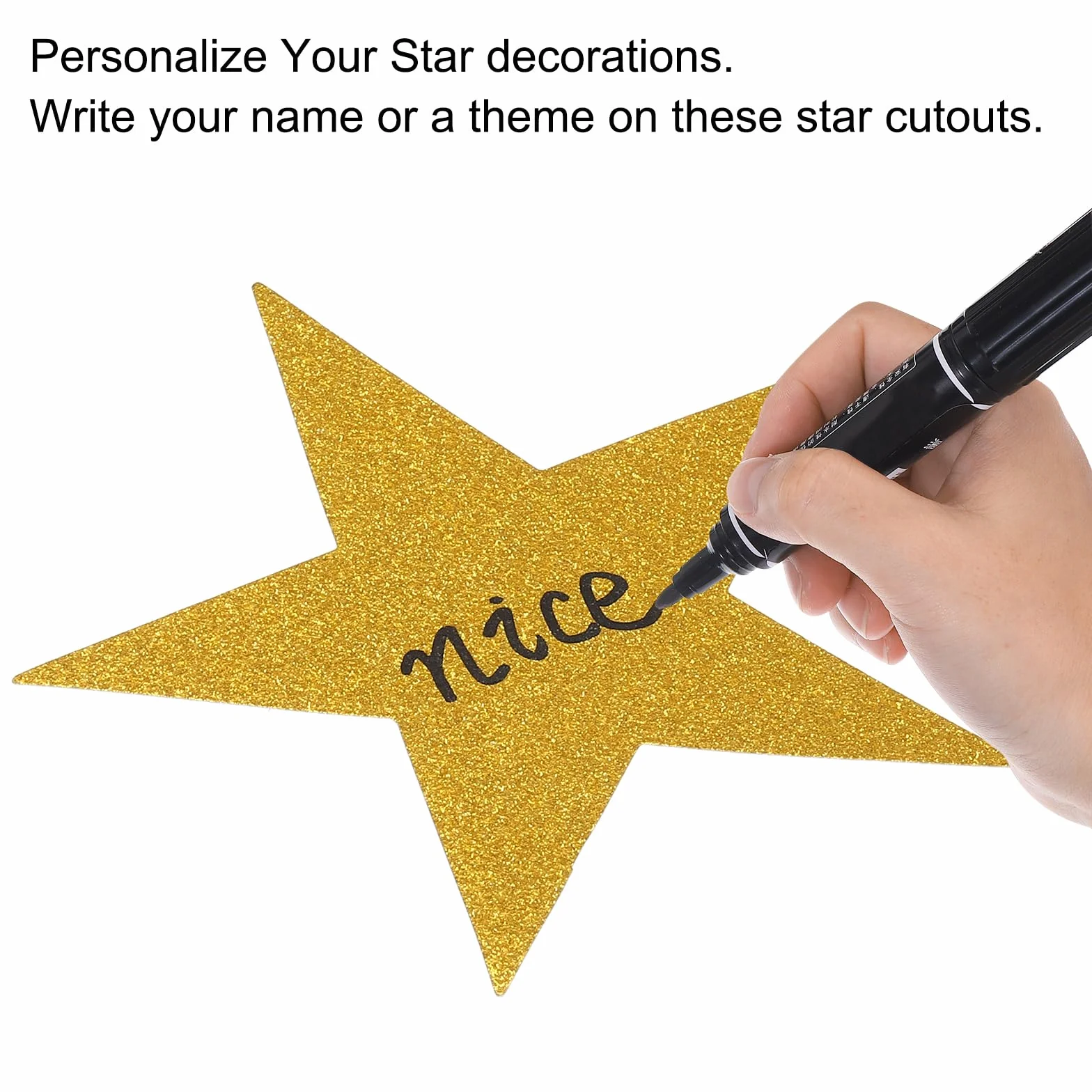 QUARKZMAN 36Pcs Doré Pailleté Étoiles Découpées en Papier Imprimé Double 6 Pouce Décoration Murale