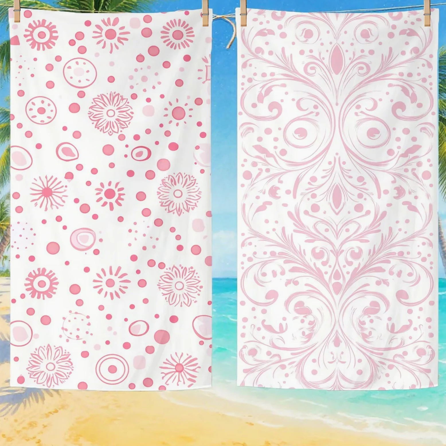 Serviette de Plage XXL 100x200 cm,Rose Serviette Plage Microfibre avec Séchage Rapide, Anti-Sable, Absorbante Fonction Design pour Vacances Piscine Pique-Nique Voyages Yoga, Cadeau Femme Q-659