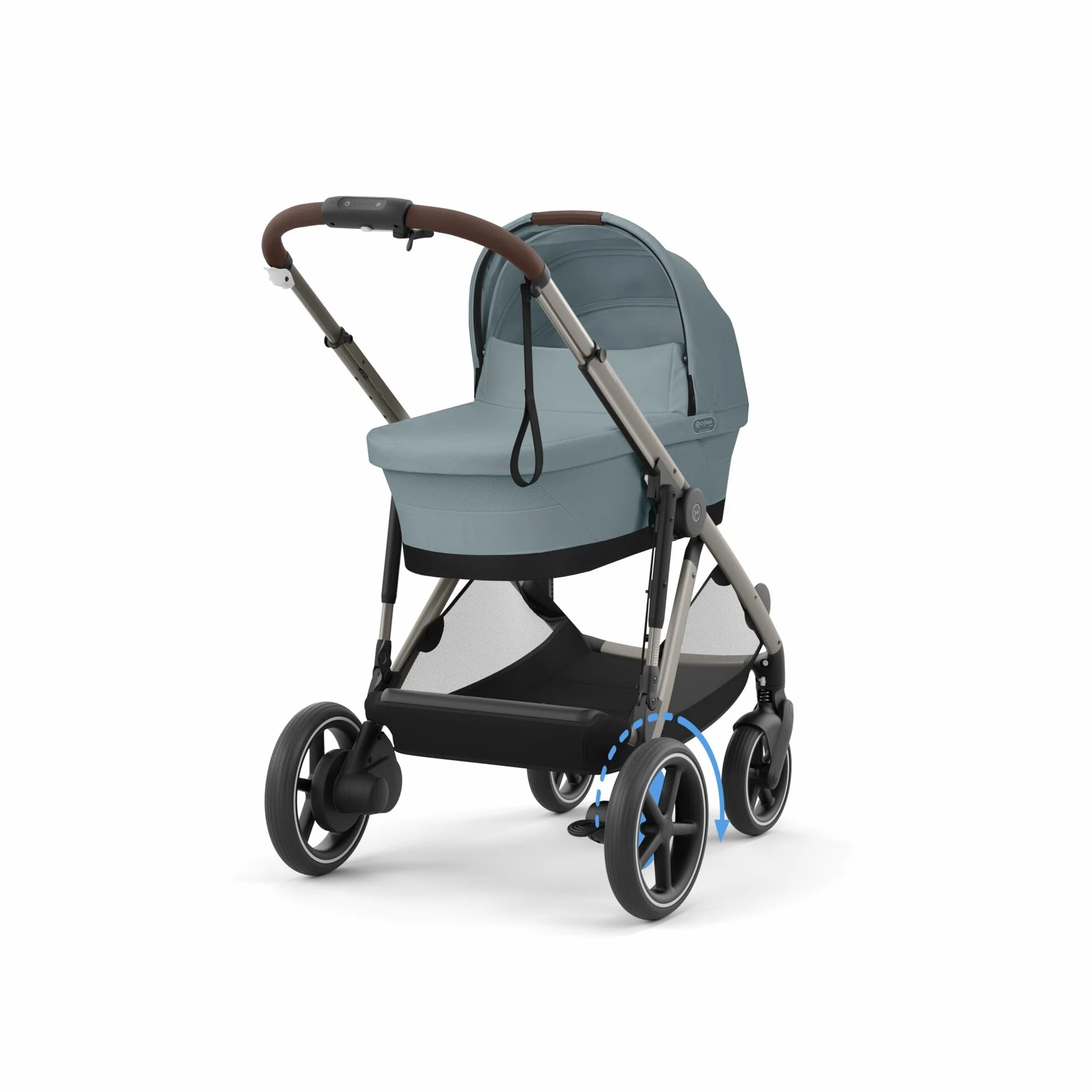 CYBEX Poussette Gold e-GAZELLE S, de la naissance à 4 ans, max. 22 kg, système tout-en-1 avec propulsion électrique, Bleu orageux