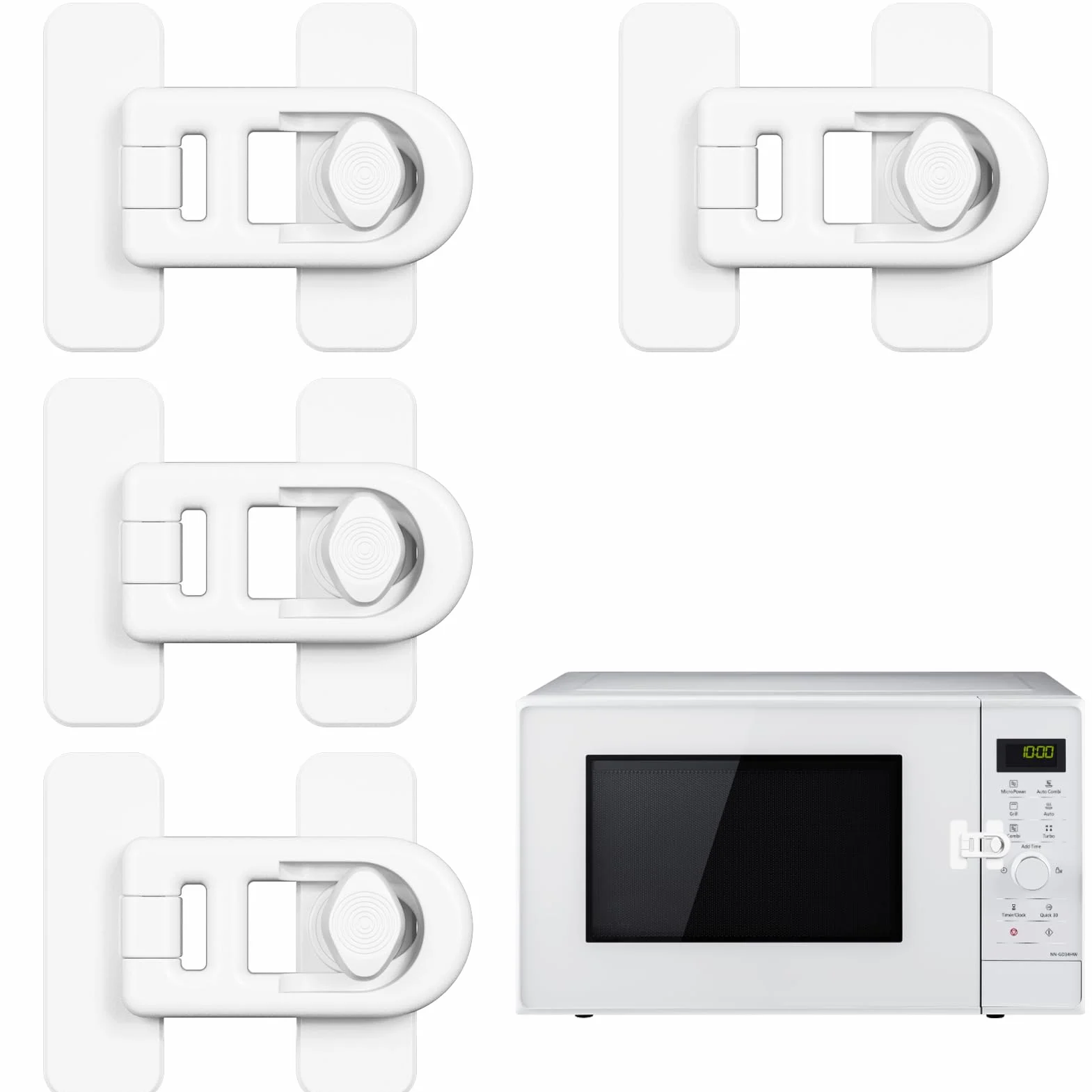 Serrure De Porte De Réfrigérateur De Sécurité Enfant 4 Pack, Cadenas Frigo Adhésif 3M, Sécurité Placard Enfant