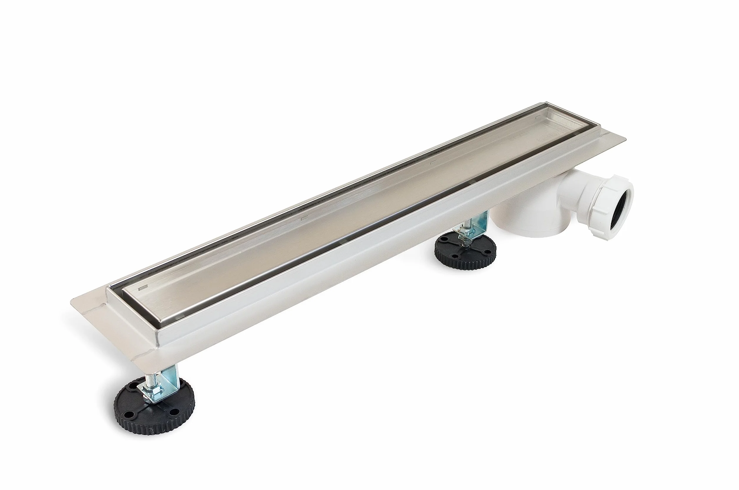 Caniveau de Douche, Caniveau D'évacuation 60cm en Acier Inoxydable, avec Siphon Latéral, Kit Complet, Caniveau de Douche Des Deux Côtés avec Panneau ou Sous Plaque, Caniveau Latéral 2en1