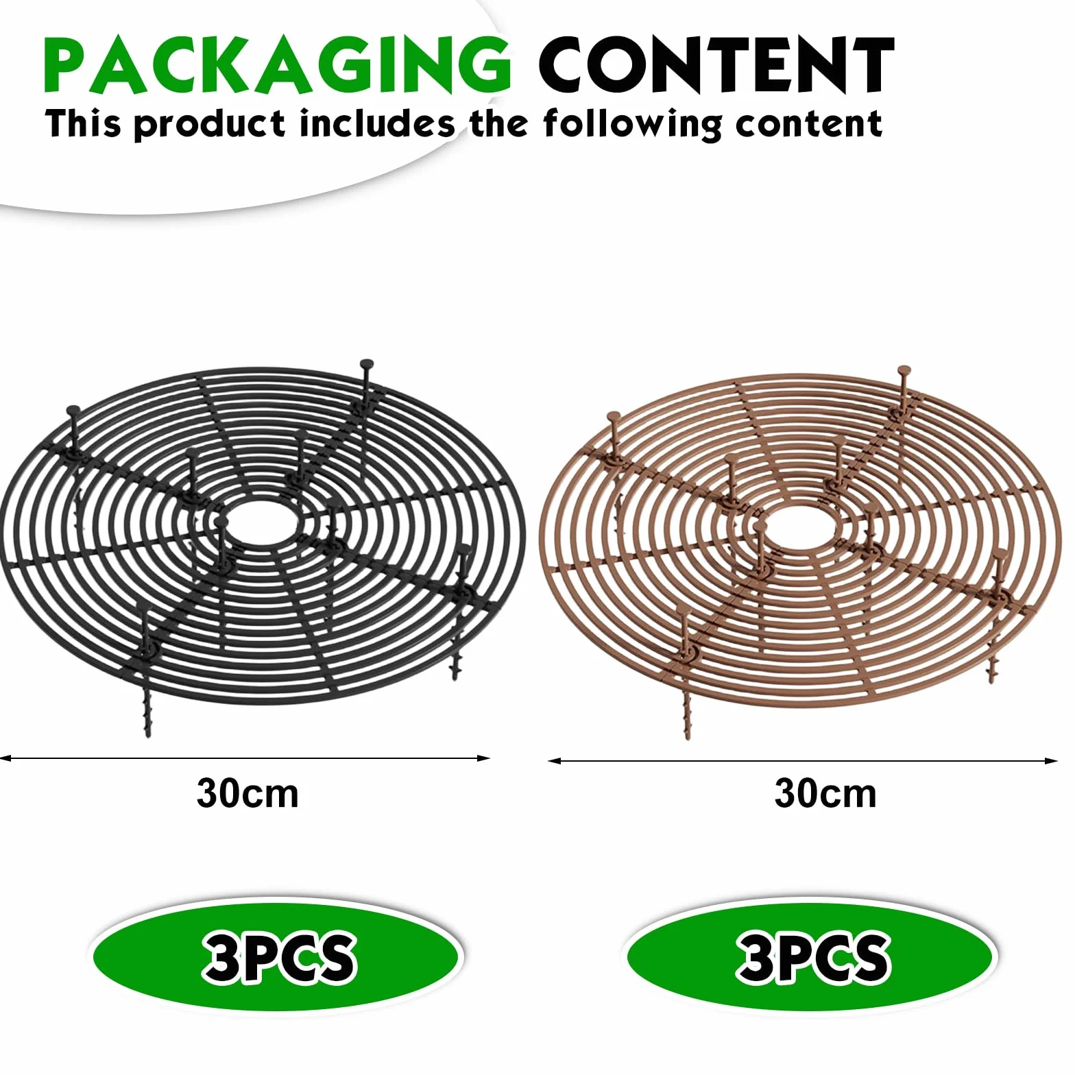 Sporgo Lot de 6 grilles pour pots de fleurs 30 cm couverture protection plantes