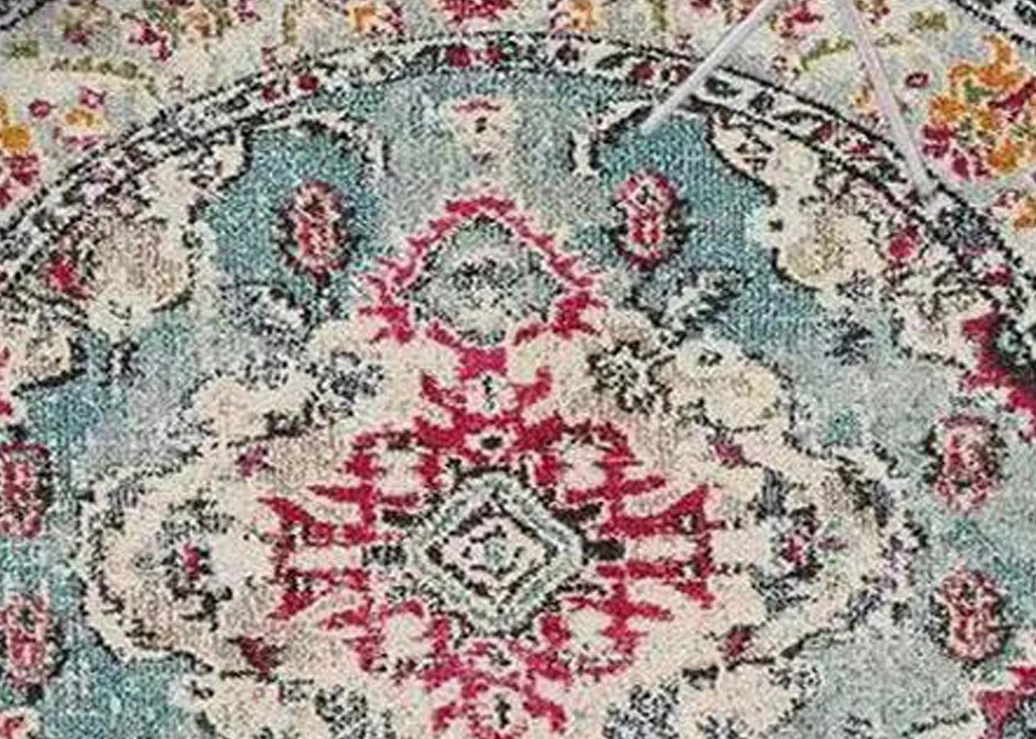 Dhao Cotton Tapis Rond Lavable en Machine Motif Mandala Européen pour Salon Chambre à Coucher Bureau Style Folk Épaississement Différentes Tailles Tapis Ø 180 cm