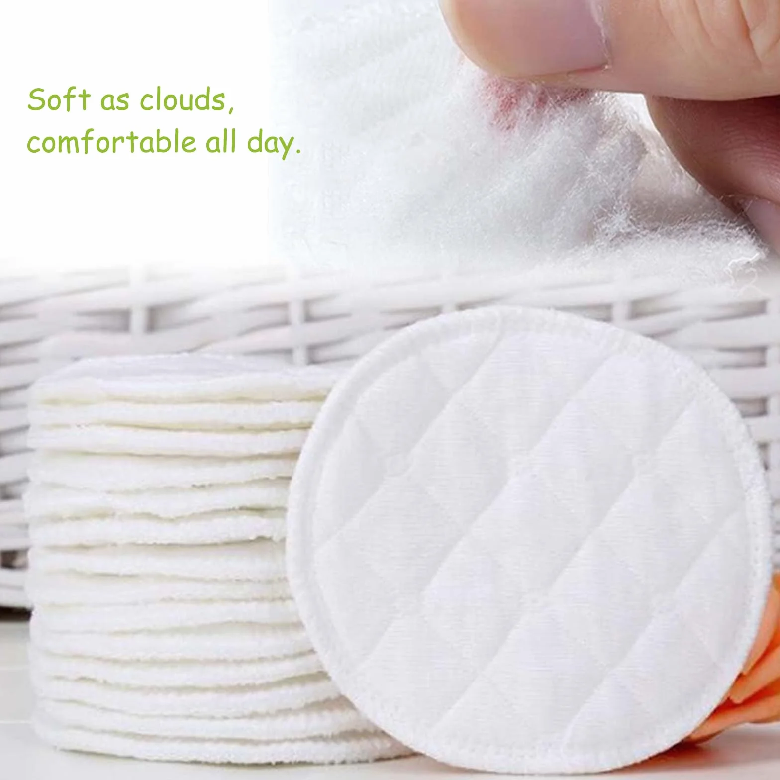 Coussinets d'Allaitement en Fibres de Bambou Organique, Lavables, Réutilisables, Hypoallergéniques, Absorbants
