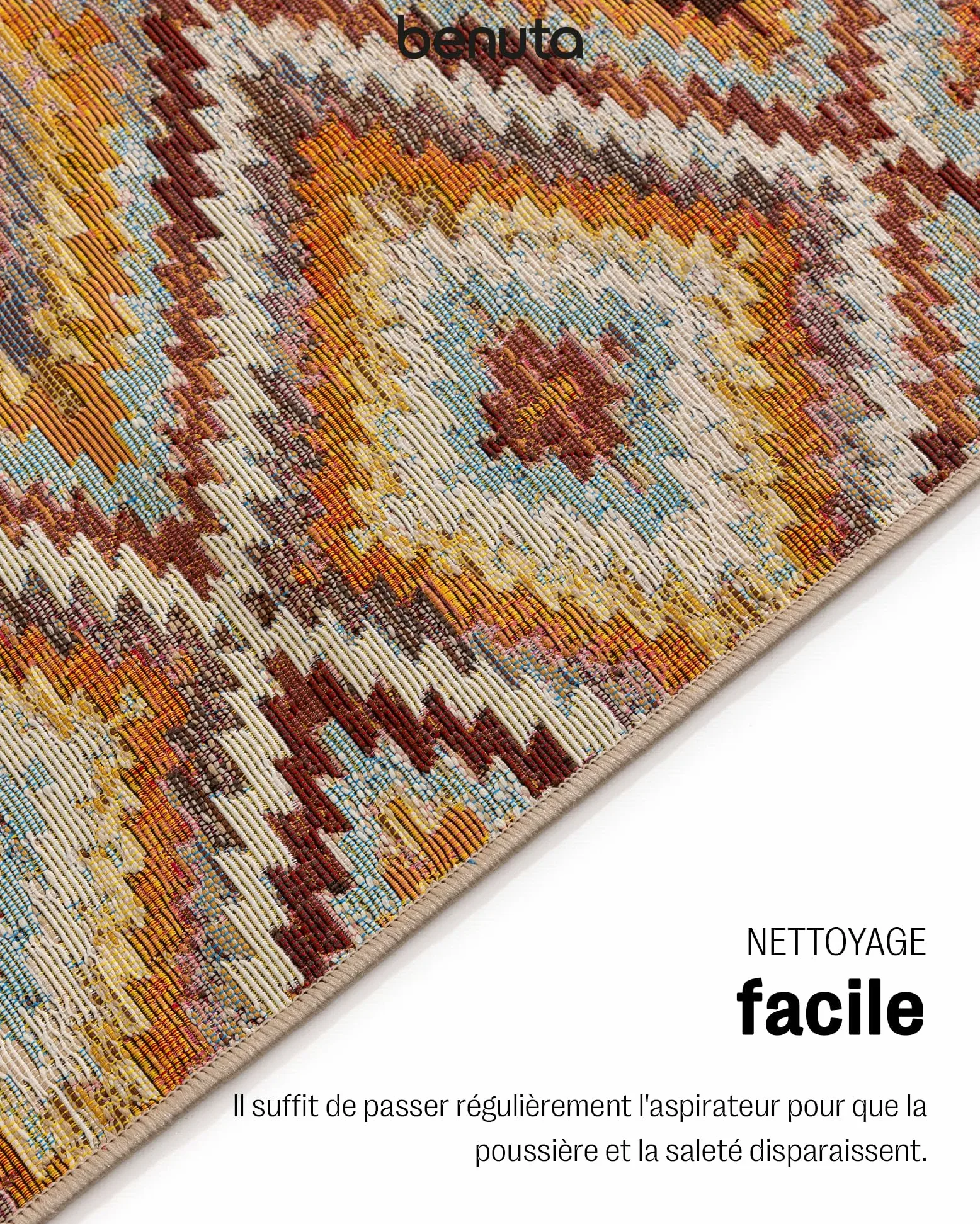 benuta Nest Artis - Fibre synthétique - Convient pour l'extérieur - Tapis & style : abstrait, géométrique, style ethnique, rétro - Facile d'entretien pour le salon, la chambre à coucher, multicolore,