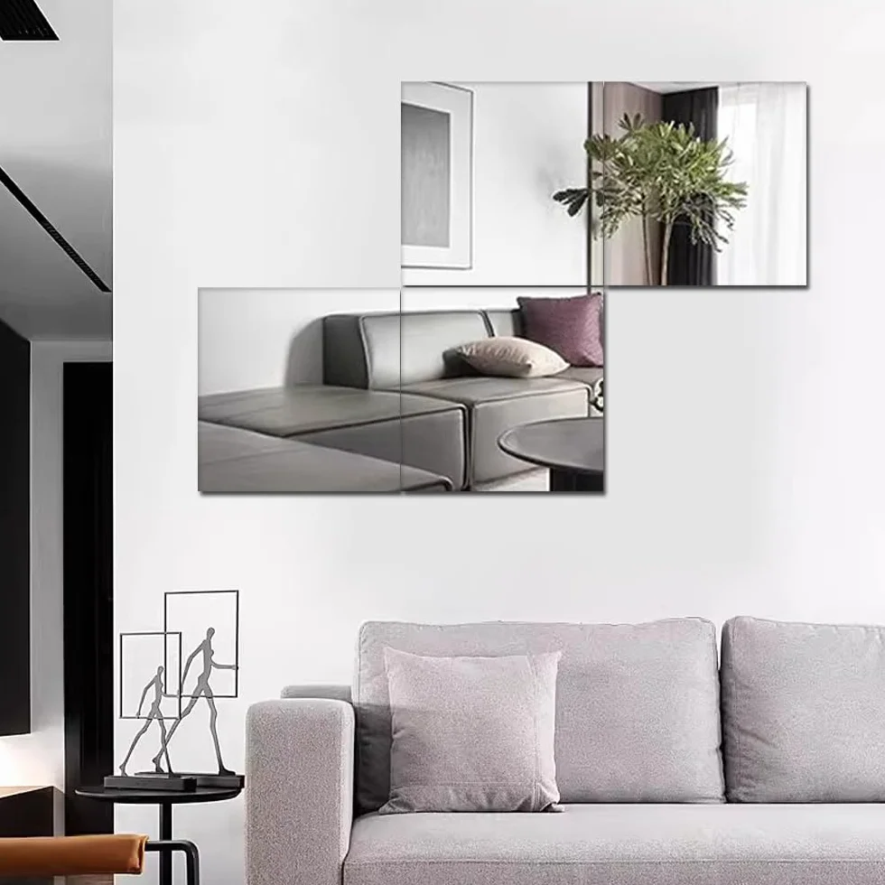Miroirs adhésifs acrylique pleine longueur HD incassables 4 pièces pour mur