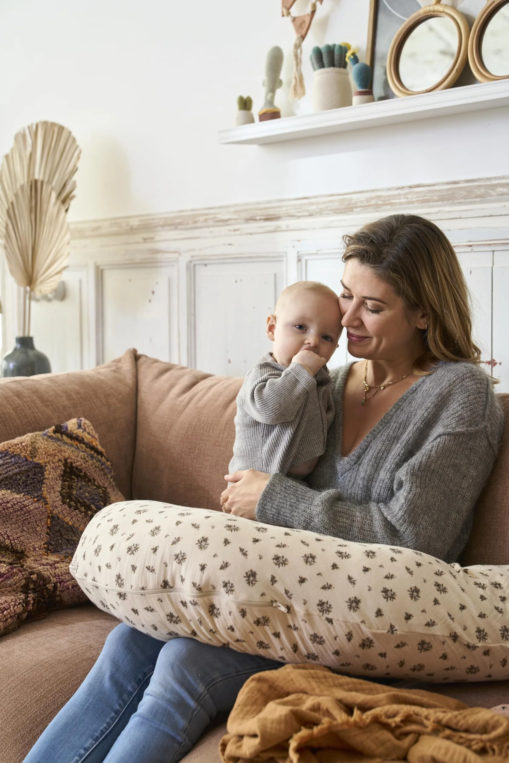 VERTBAUDET Housse pour coussin d'allaitement imprimé fleuri