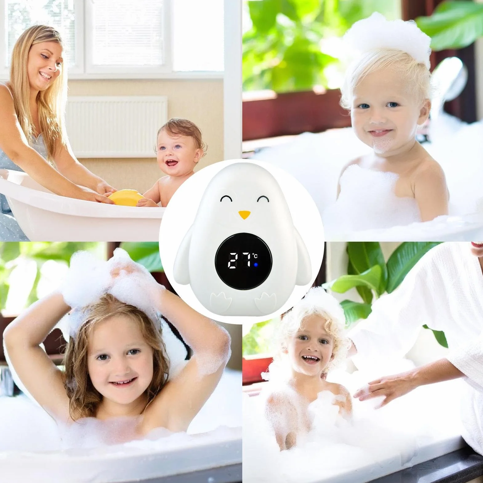 Thermomètre de Bain Numérique Manchot Bébé Écran LCD Tactile LED