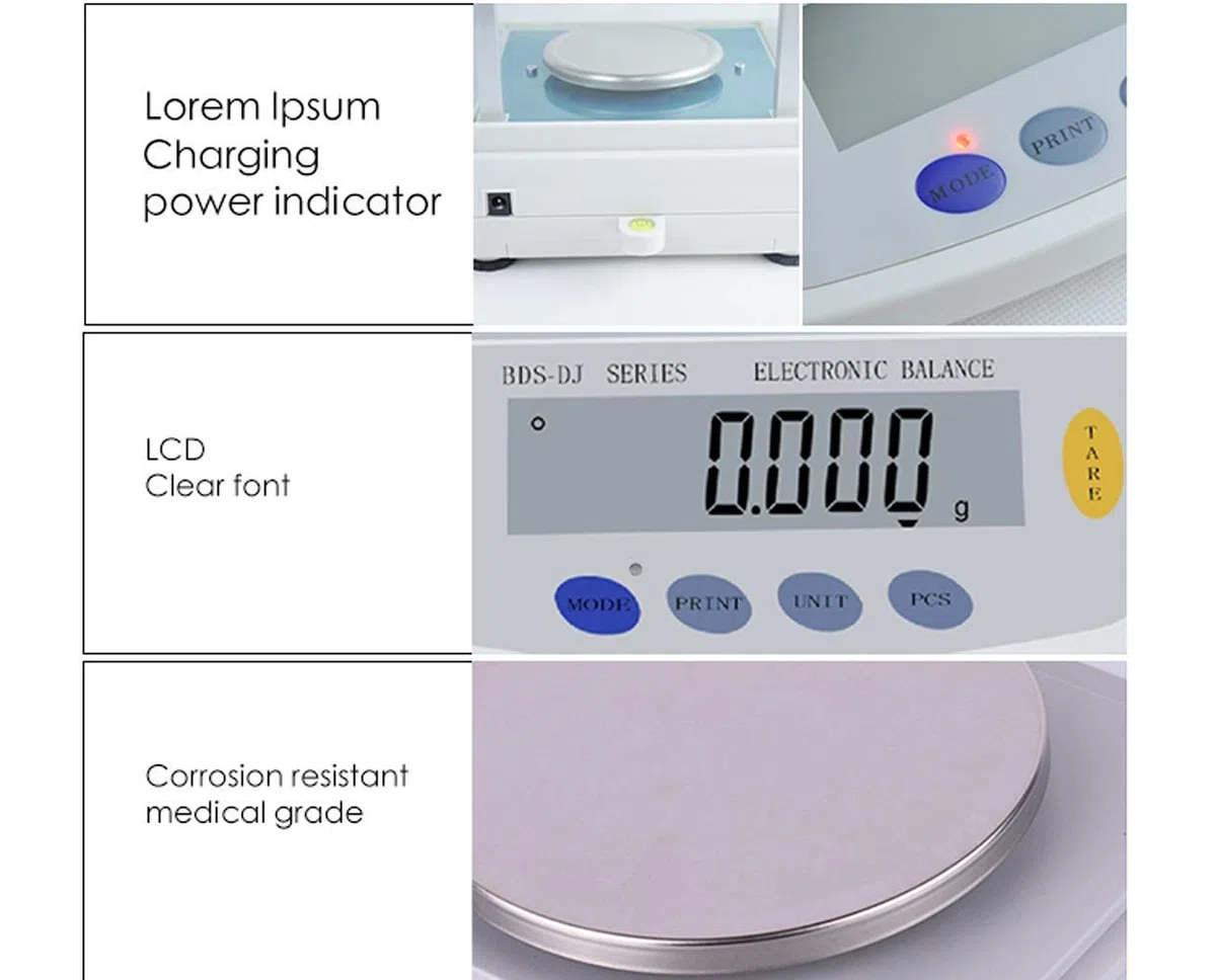 Balance d'analyse de Laboratoire numérique Balance électronique Haute précision 200g/1mg Balance expérimentale avec Balance de Poids en Or Bijoux LCD