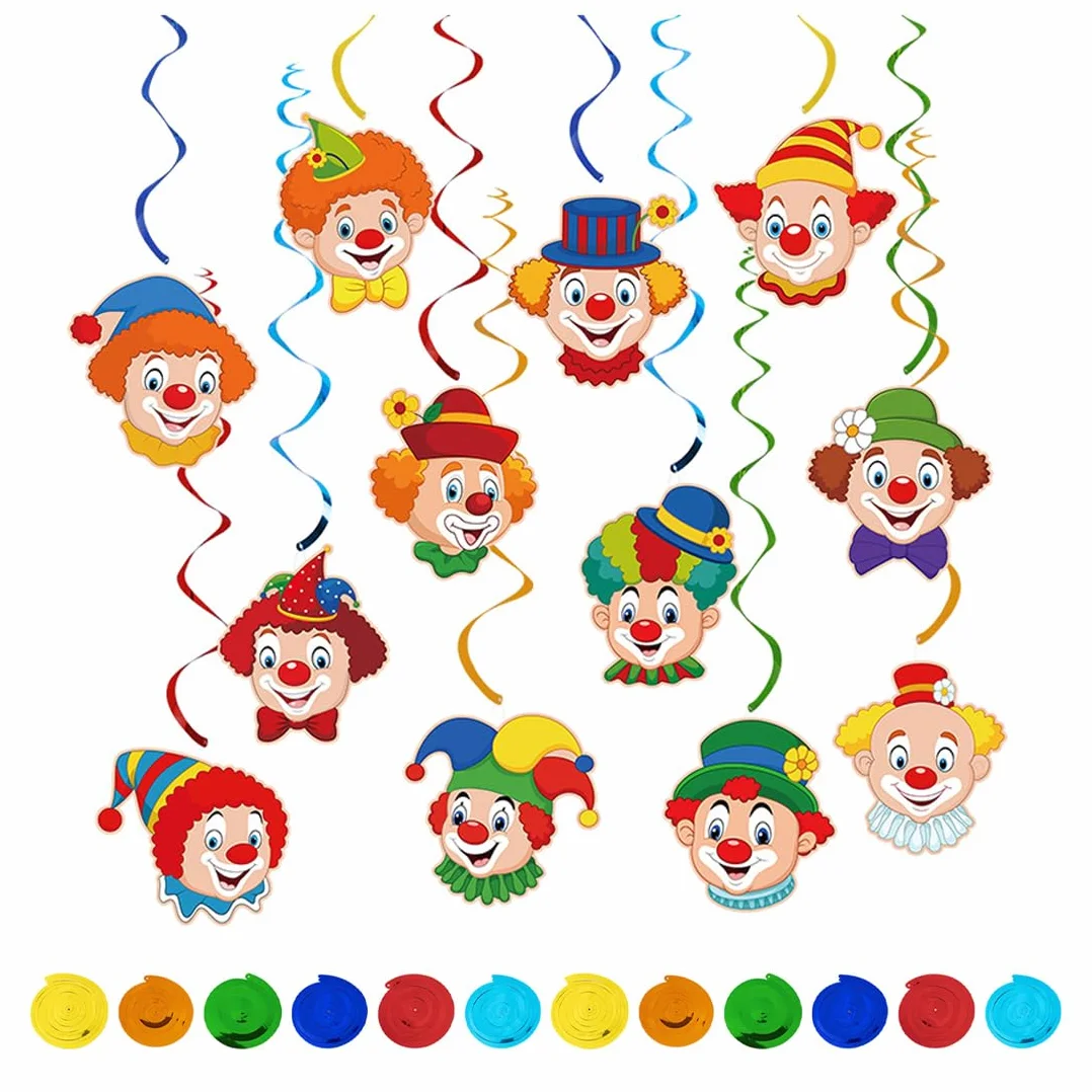 Guirlandes Spirales Clown Carnaval Motif Clown Serpentins Suspendus Décoration Plafond Mardi Gras Fête Cirque