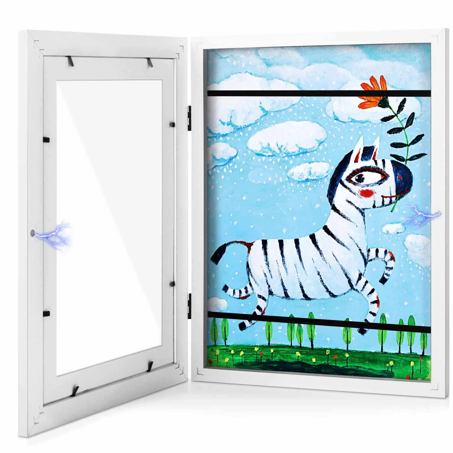 Cadre Dessin Enfant A4 Pliable pour Photos D'Enfants, Cadre Photo D'art (Blanc)