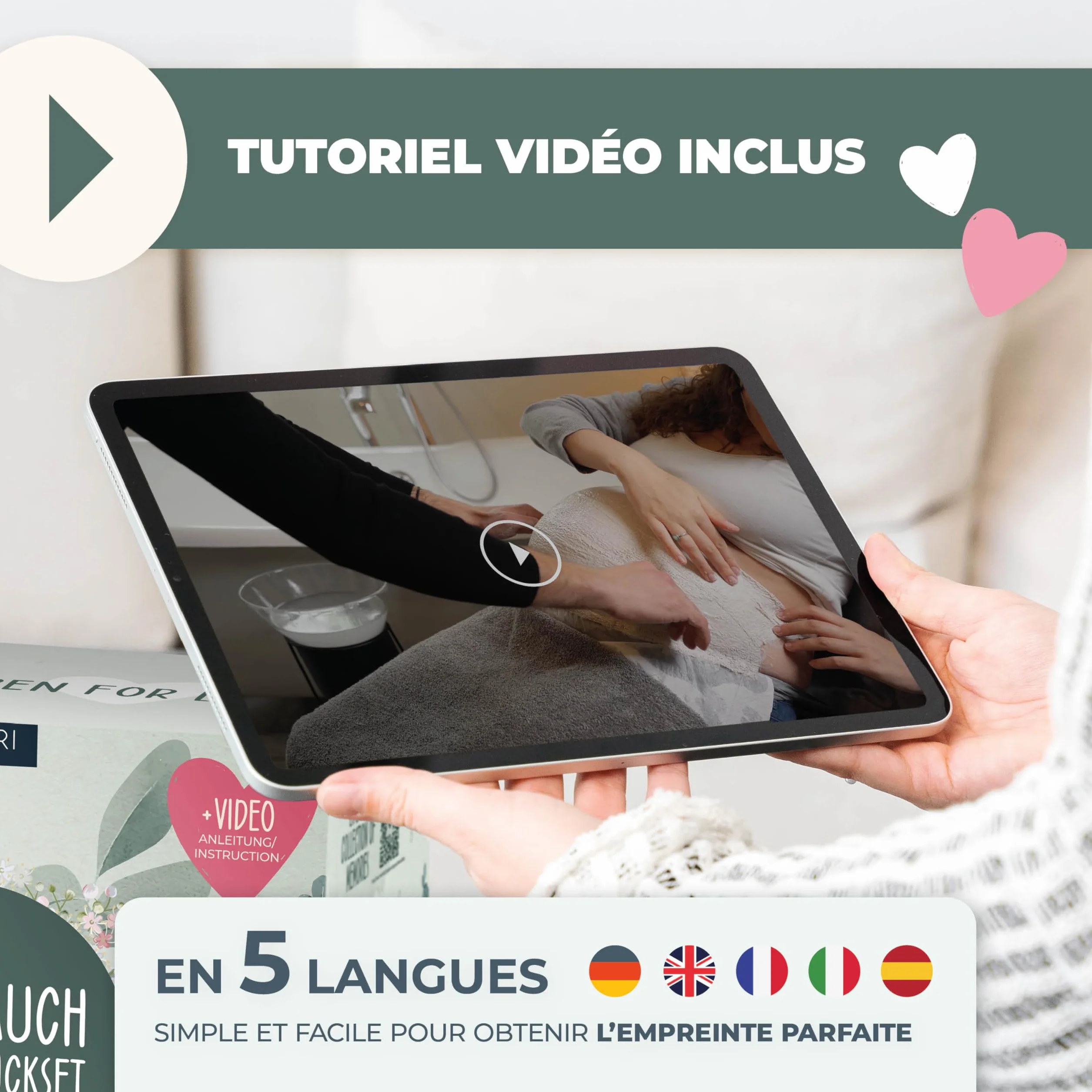 Kit d'empreintes de plâtre pour ventre de bébé - Cadeau pour future mère, souvenirs de grossesse
