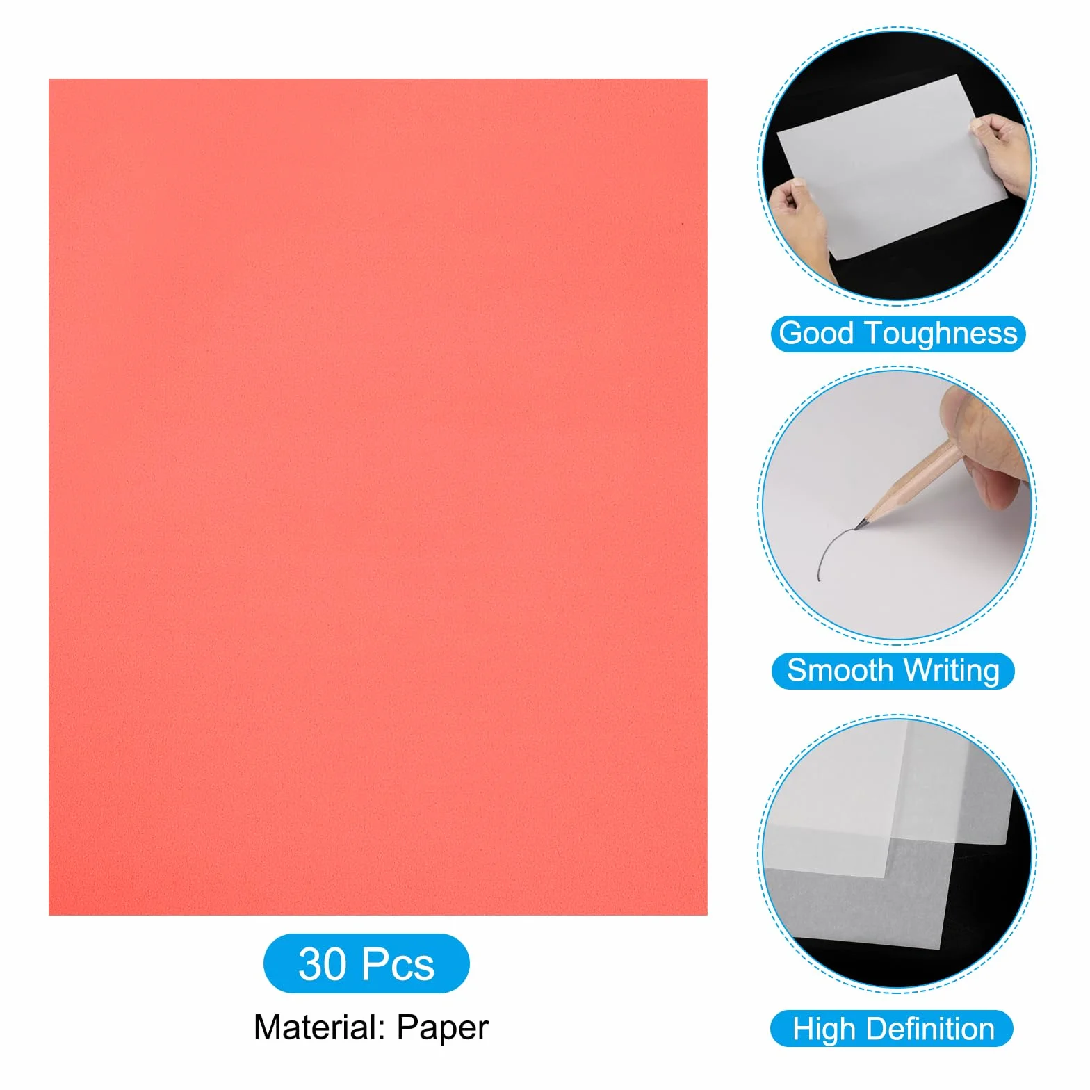 PATIKIL Papier Calque A4 30 Feuilles Translucide 100 G/M² 21 x 29,7 Cm pour Dessin Traçage Rouge