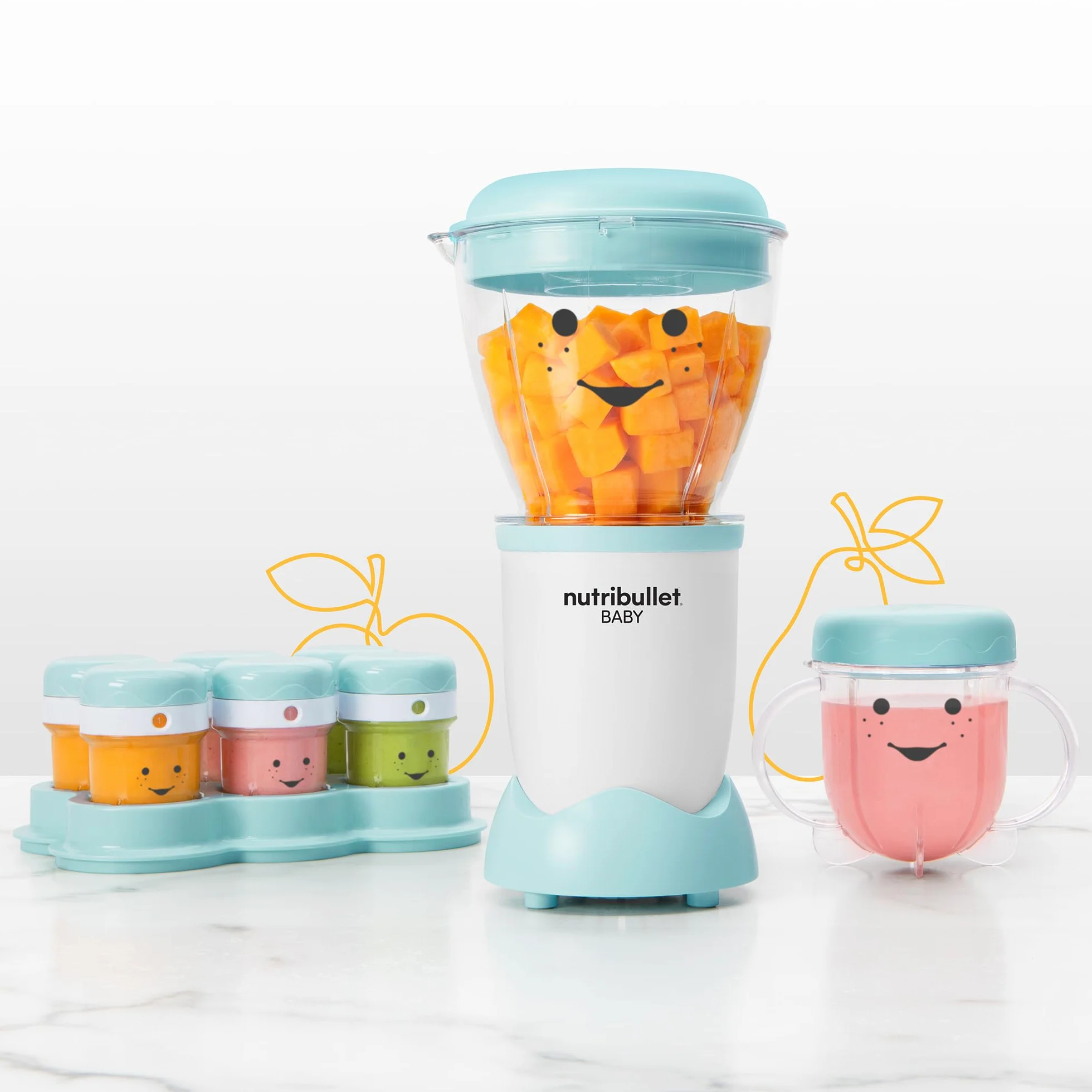 NutriBullet NBY-50100 Système complet de préparation des aliments pour bébé, 32 oz, bleu