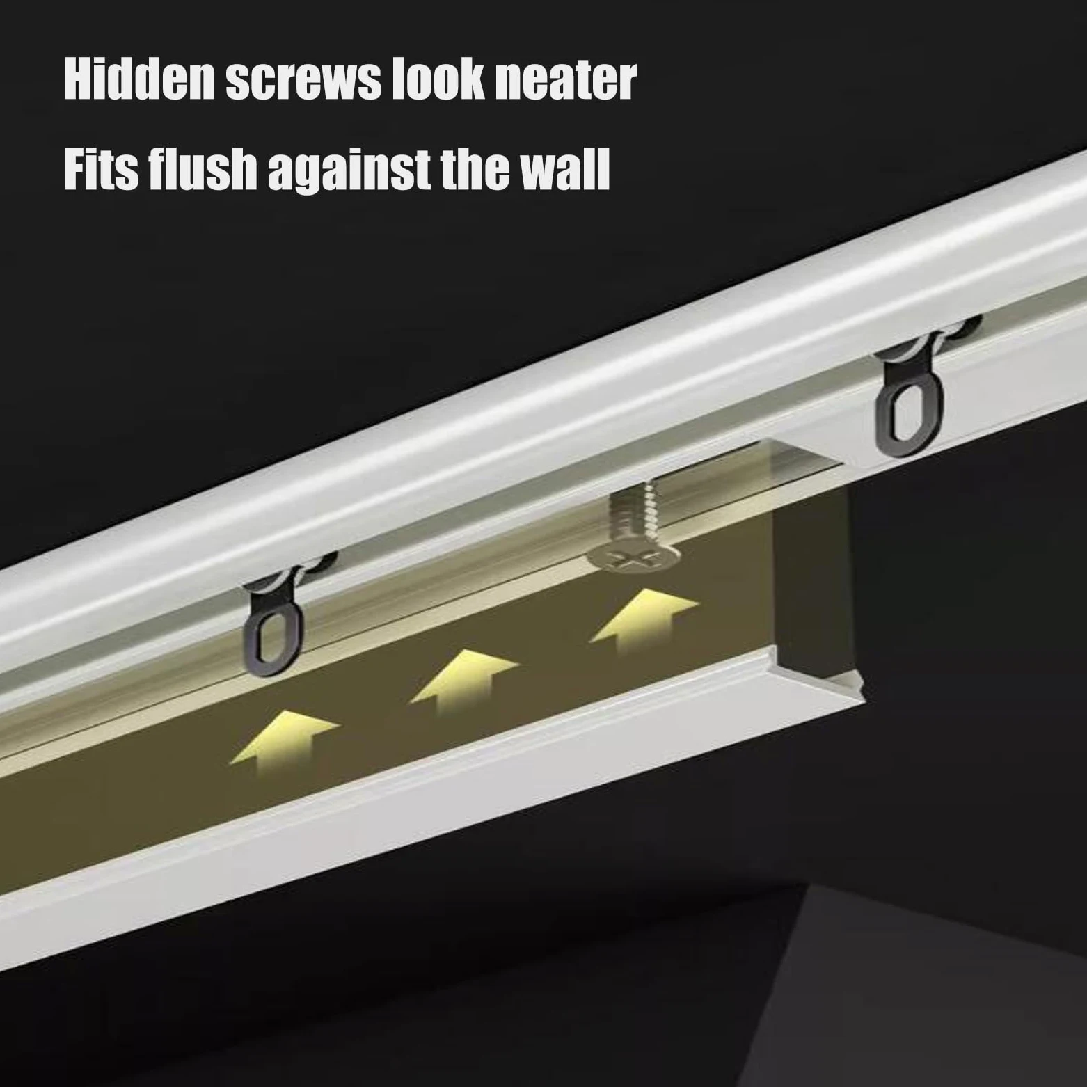 Rail Rideaux Plafond 1m 2m 3m 4m 5m 6m Tringle À Séparation De Pièces En Aluminium Rail Simple Pour Rideaux Rail Rideaux Plafond Silencieux Avec Crochets À Rouleaux Pour Bureau(White,2.8m/9.2ft)