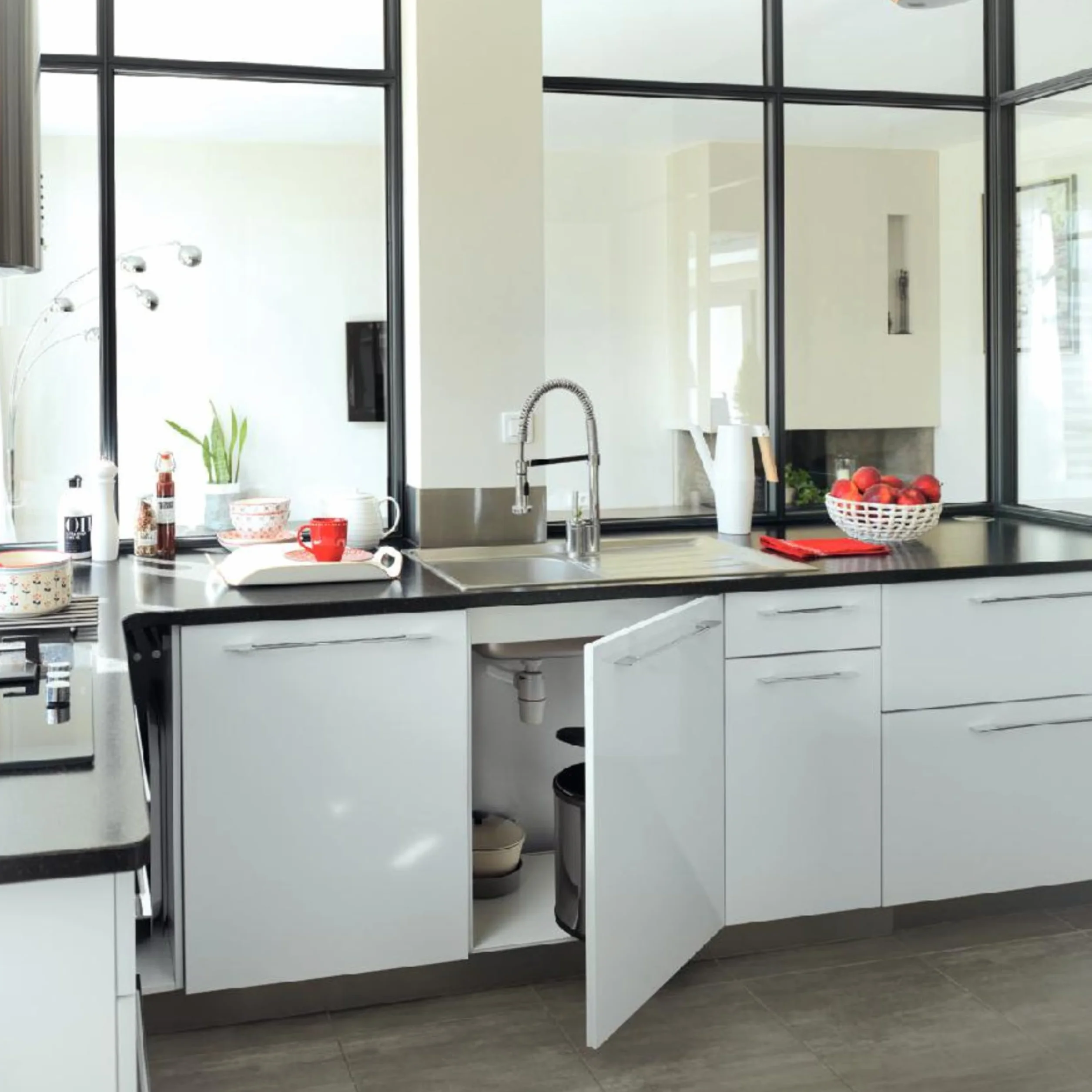 Wirquin Ensemble bonde siphon Néo Air blanc évier 2 bacs anti-vide intégré