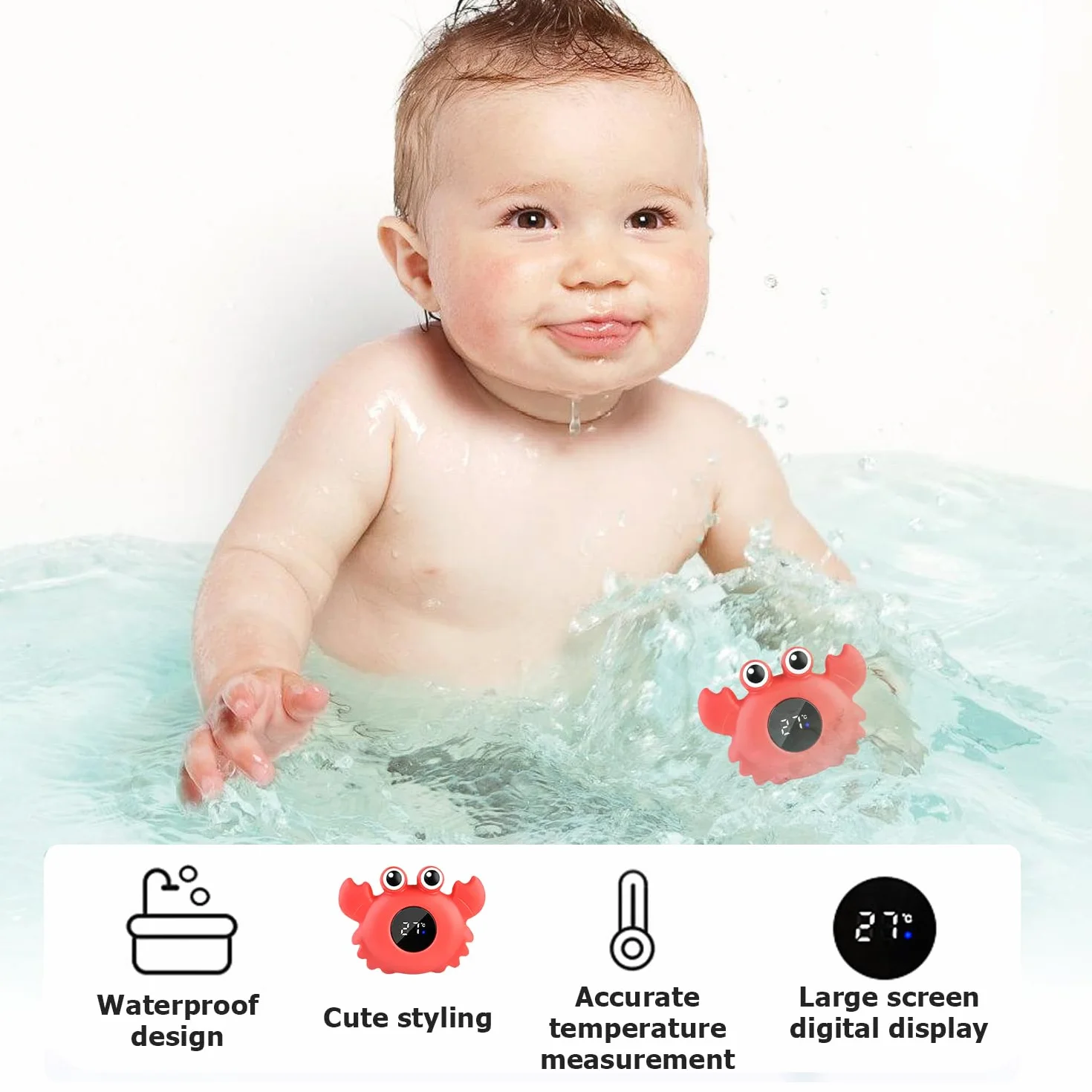Nizirioo Thermomètre de Bain pour Bébé Numérique avec Voyant LED Avertissement Température