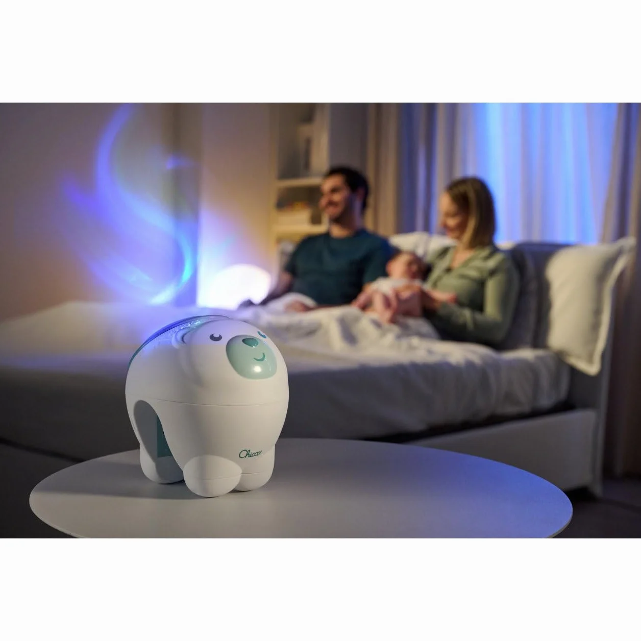 Projecteur 2en1 Ours Polaire First Dreams Veilleuse Enfants Aurore Boréale Musique Classique Sons Nature Bébé Bleu