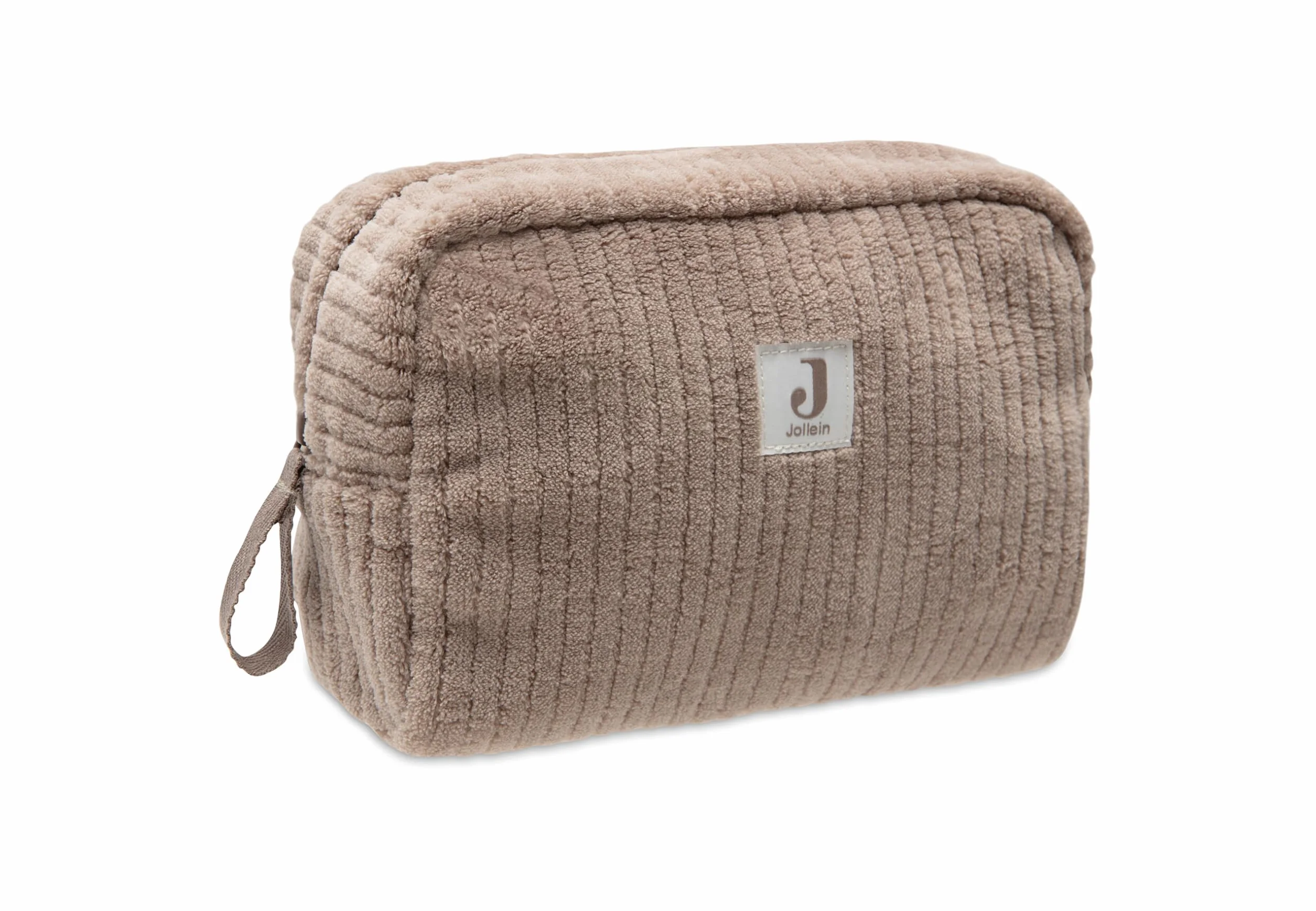 Jollein Trousse Bébé Cloudy Rib Milky Coffee Pochette de Toilette Bébé Fermeture Éclair