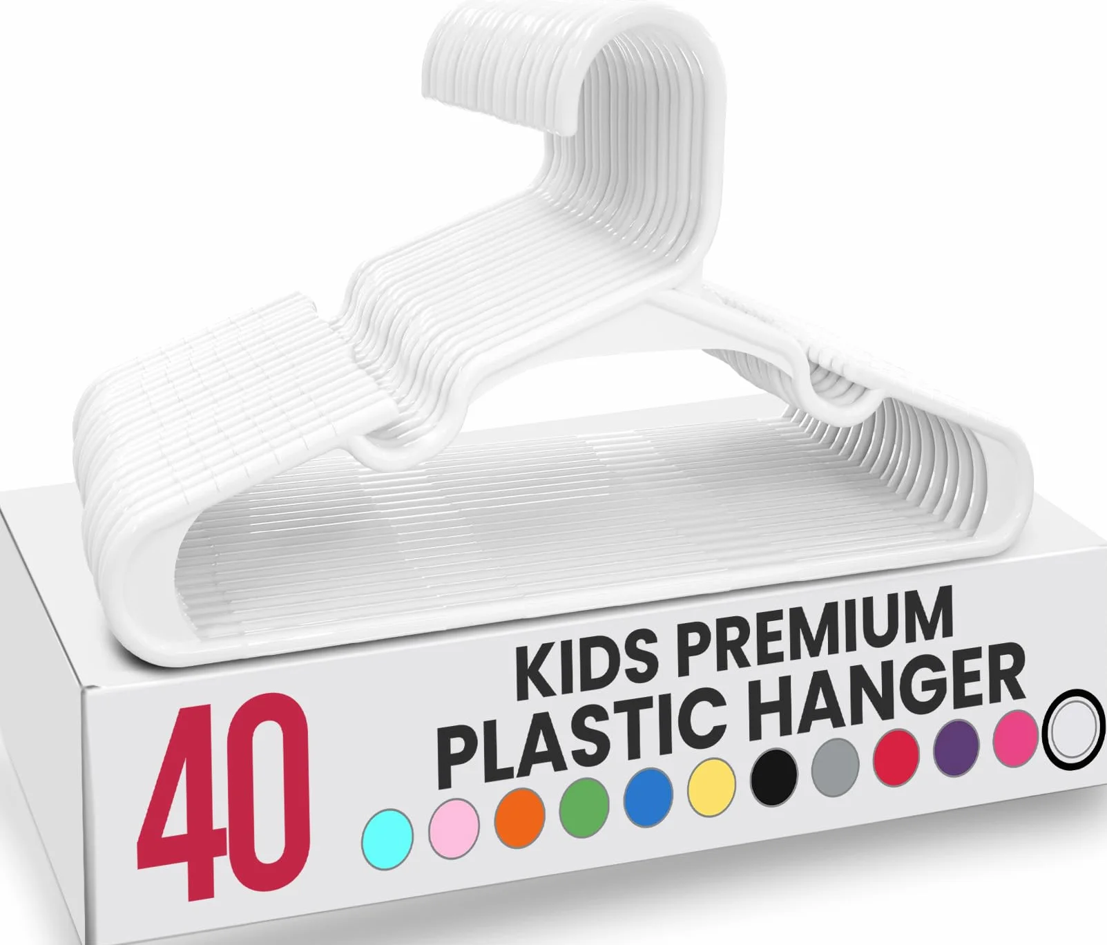 Utopia Home Cintres en Plastique pour vêtements d'enfants 40 Paquets Blanc Durables Minces