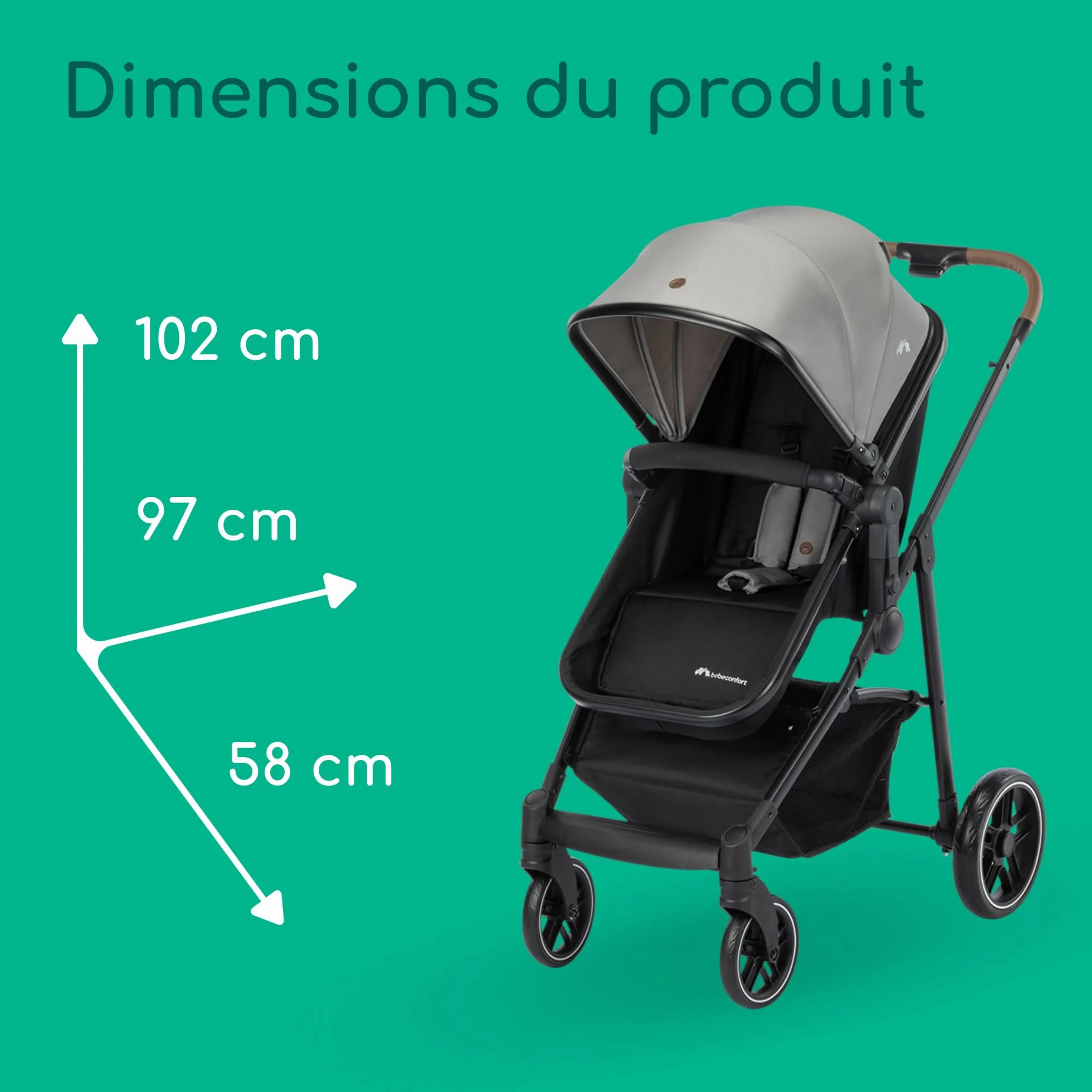 Bebeconfort Haze Trio Lux Poussette 3-en-1 i-Size 0-4 ans 22 kg Pliage Compact Tinted Grey