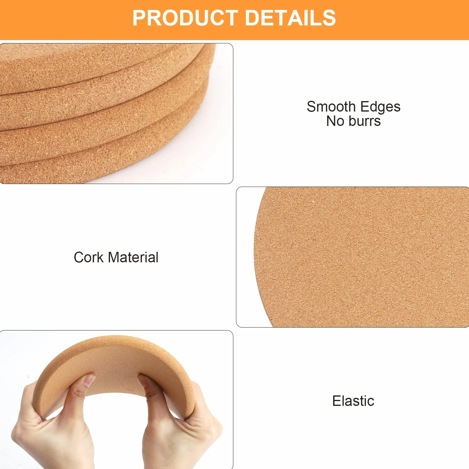 APOMOONS 4 Dessous de Plat en Liège 19 cm Ronds pour Casseroles et Poêles