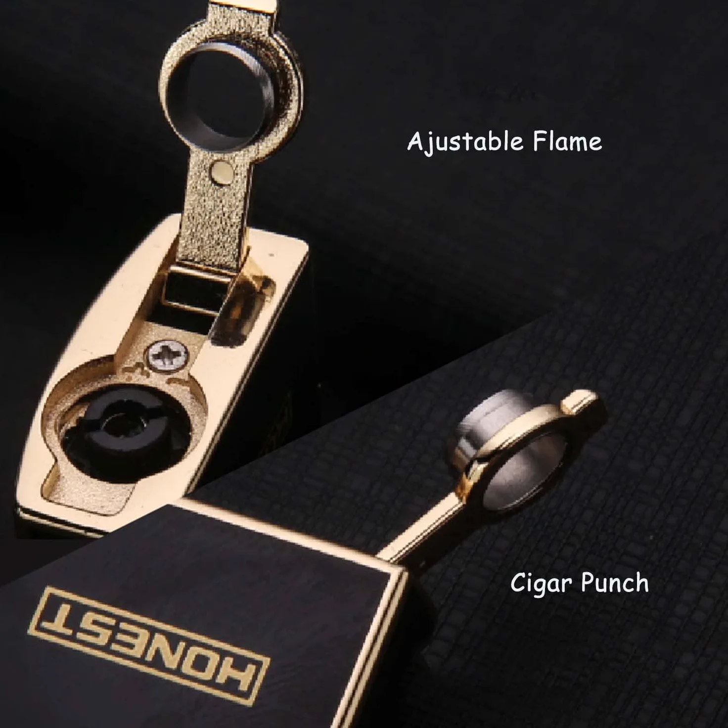 2PCS Briquet Cigare Flamme Bleue à Double Jet avec Fenêtre de Carburant Visible Cigare Punch Idée Cadeau Amoureux Clients Amis