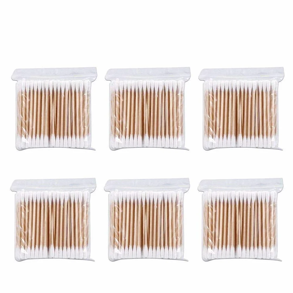 Bourgeons de Coton en Bambou 600 Pièces 6 Paquets Nettoyage Oreilles Biodégradables Double Tête