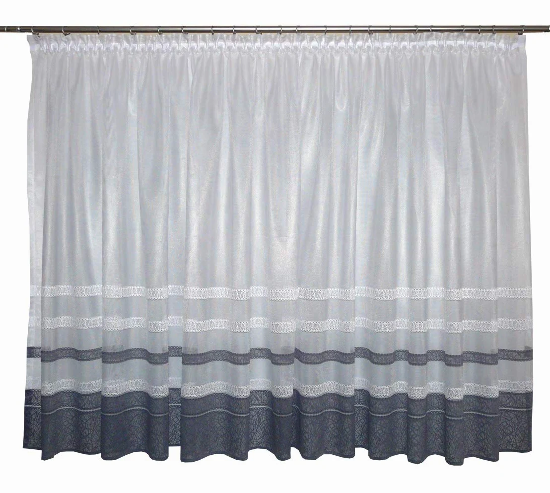 FKL DESIGN Home Deco Magnifique Rideau prêt à l'emploi pour fenêtre - Panneau à Volants Blanc - Ruban fumé - Store Jacquard - Hauteur 160 cm - AG41 (160 x 400 cm)