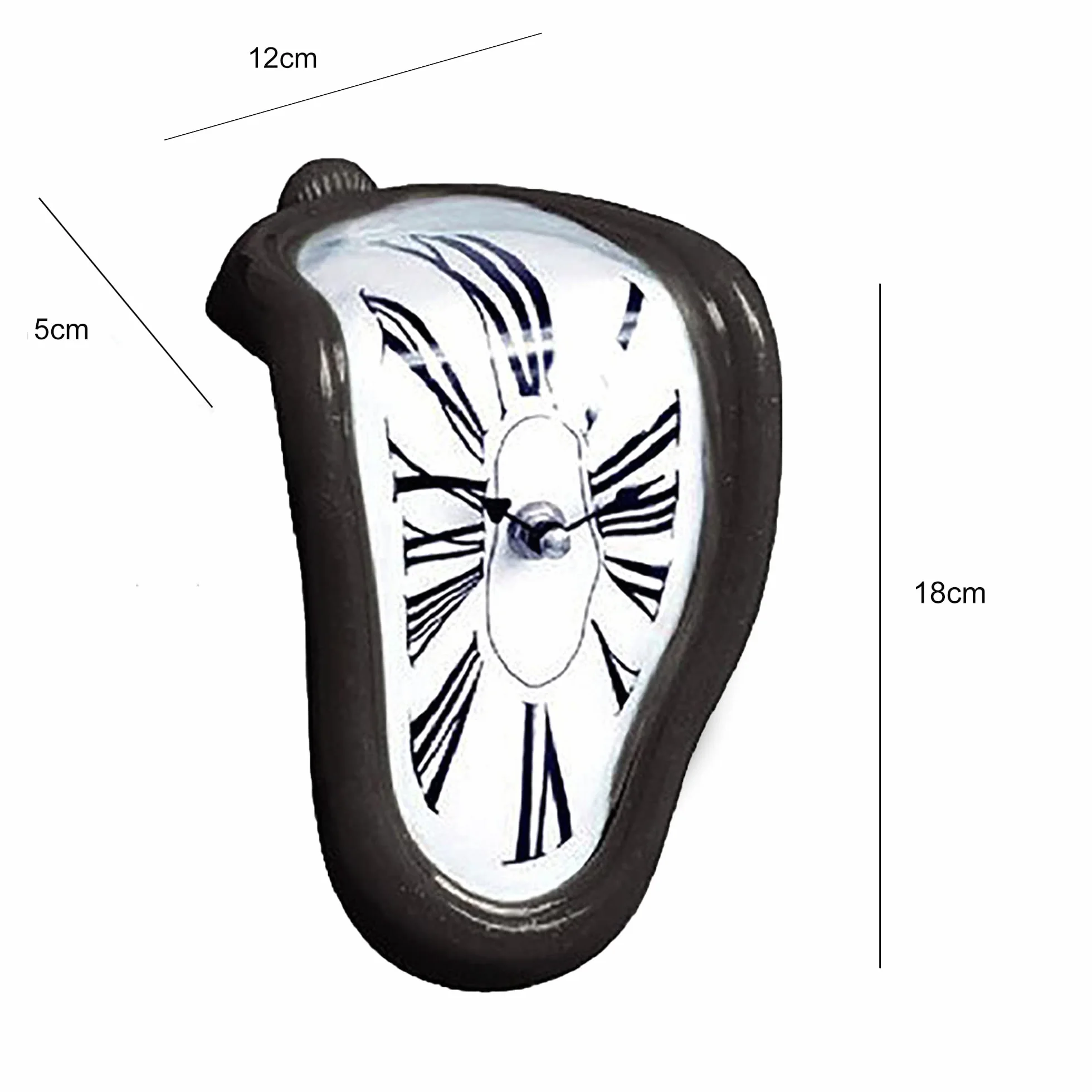 SUQ Horloge Courbe de Fusion Chiffres Romains Pendule Quartz Silencieuse Décorative