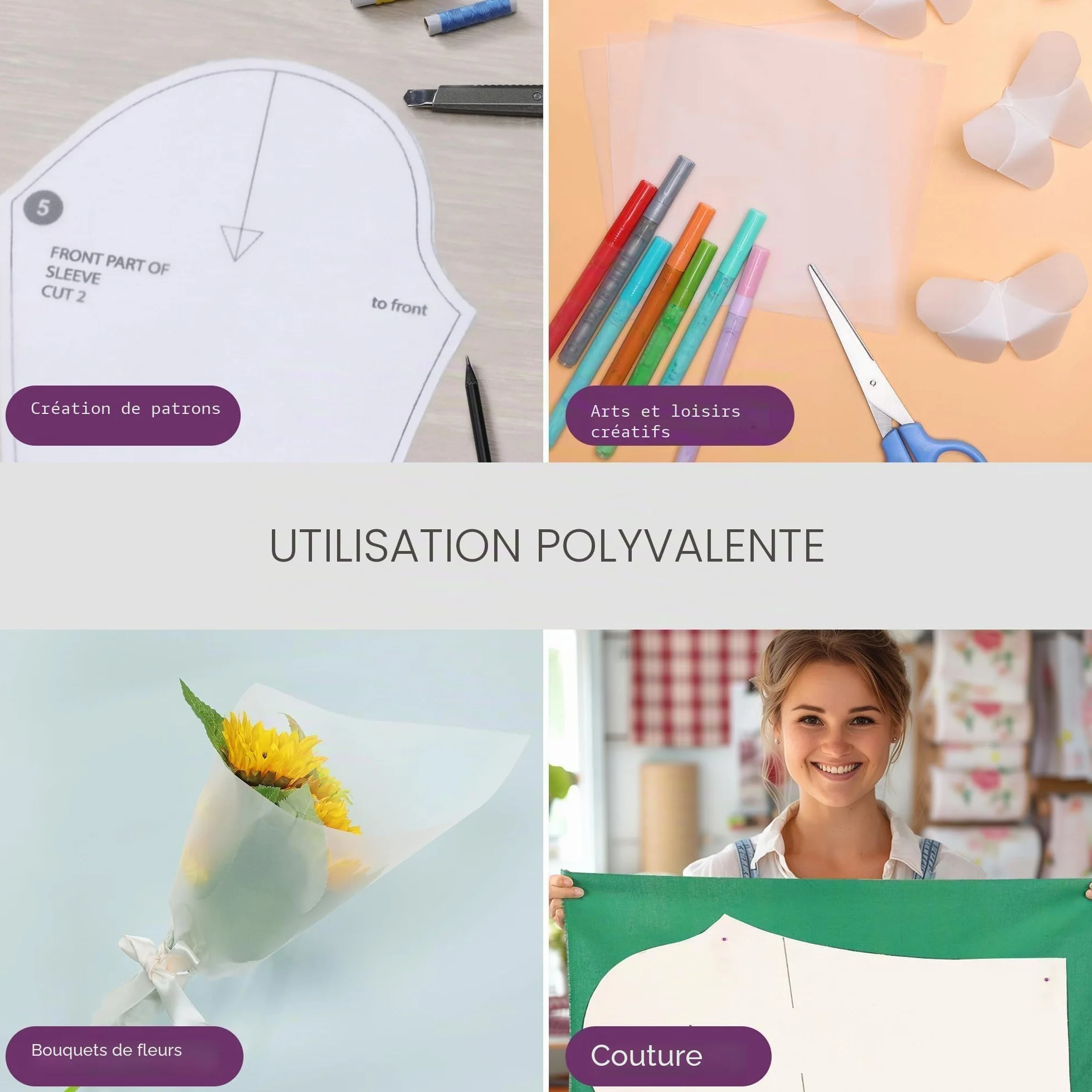 TRITART Papier Calque en Rouleau 40 cm x 50 m 50 g/m Transparent Grand Format