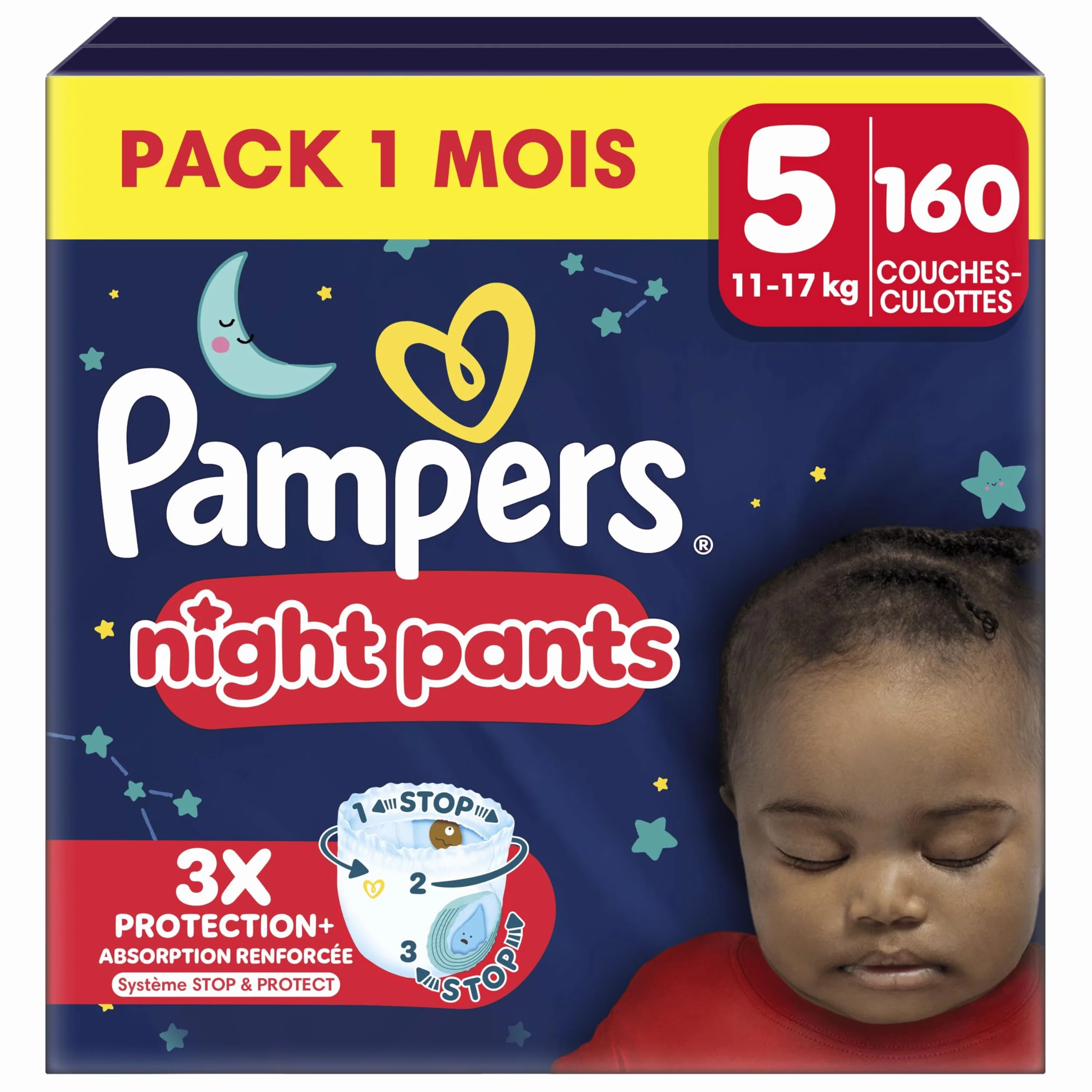 Pampers Night Pants Taille 5 160 Couches-Culottes 11-17kg Maintien 360° Contre Les Fuites Protection Renforcée Nuit
