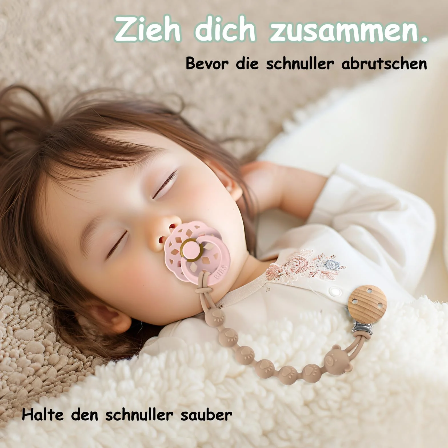 Attache Tétine Silicone Lot de 3, Chaîne Sucette Bébé sans BPA, Pacifier Clip (Gris Clair + Vert + Kaki)