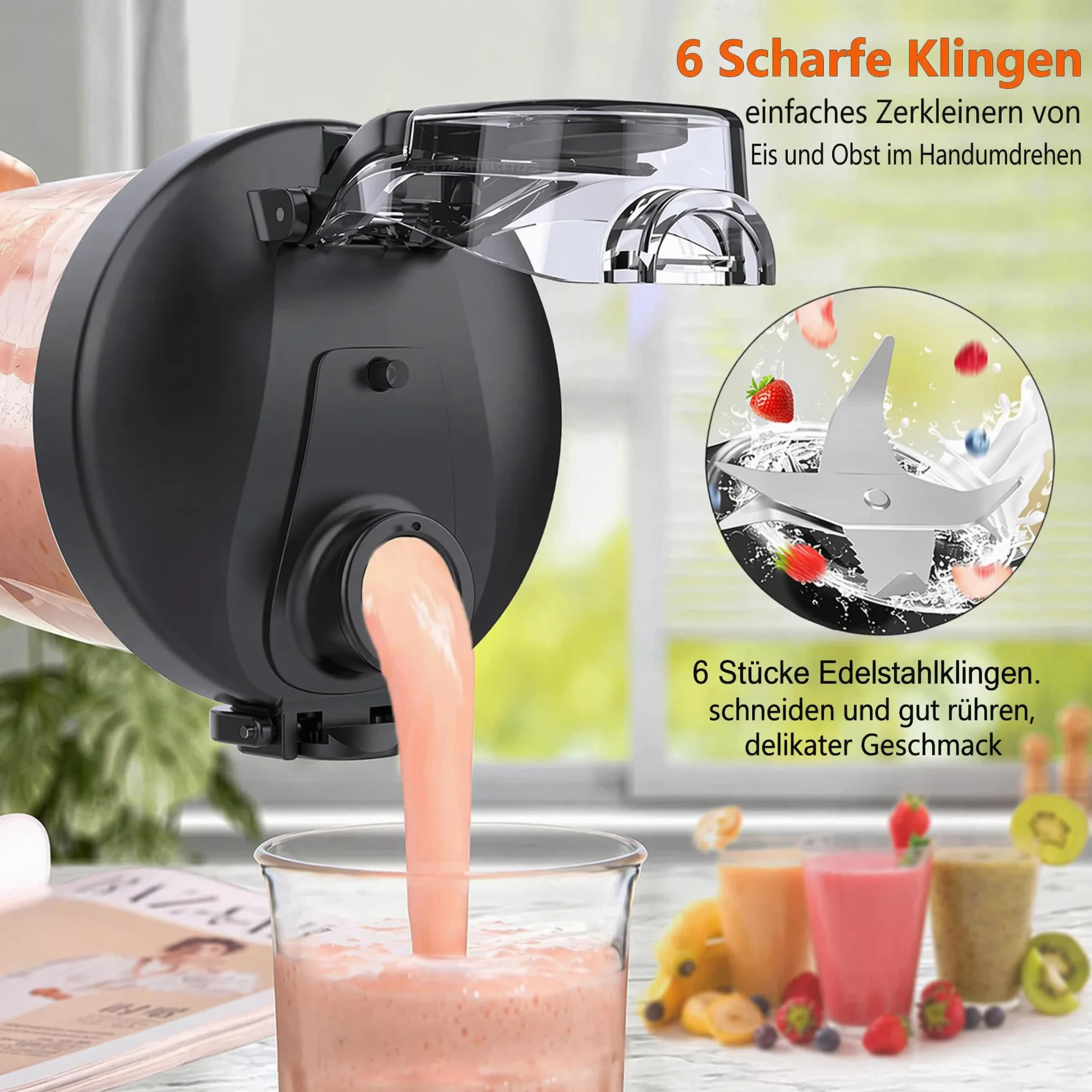 Mélangeur portable de 591 ml, 240 W rechargeable par USB avec écran LED, modes impulsion et mélange, étanchéité IPX7, sans BPA, presse-agrumes de voyage pour shakes, broyage de glace, sport et plein
