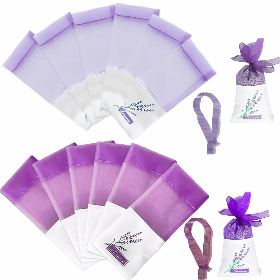 YUZNA Lot de 12 Sachets en Coton Violet avec Cordon de Serrage pour Lavande, Épices et Herbes