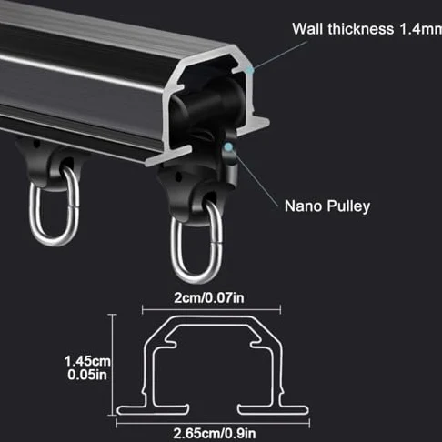 Rail de rideau de plafond encastré – Tringle cachée pour séparateurs de pièce et solutions d'intimité Montage au plafond lisse Design parfait pour la maison et le bureau