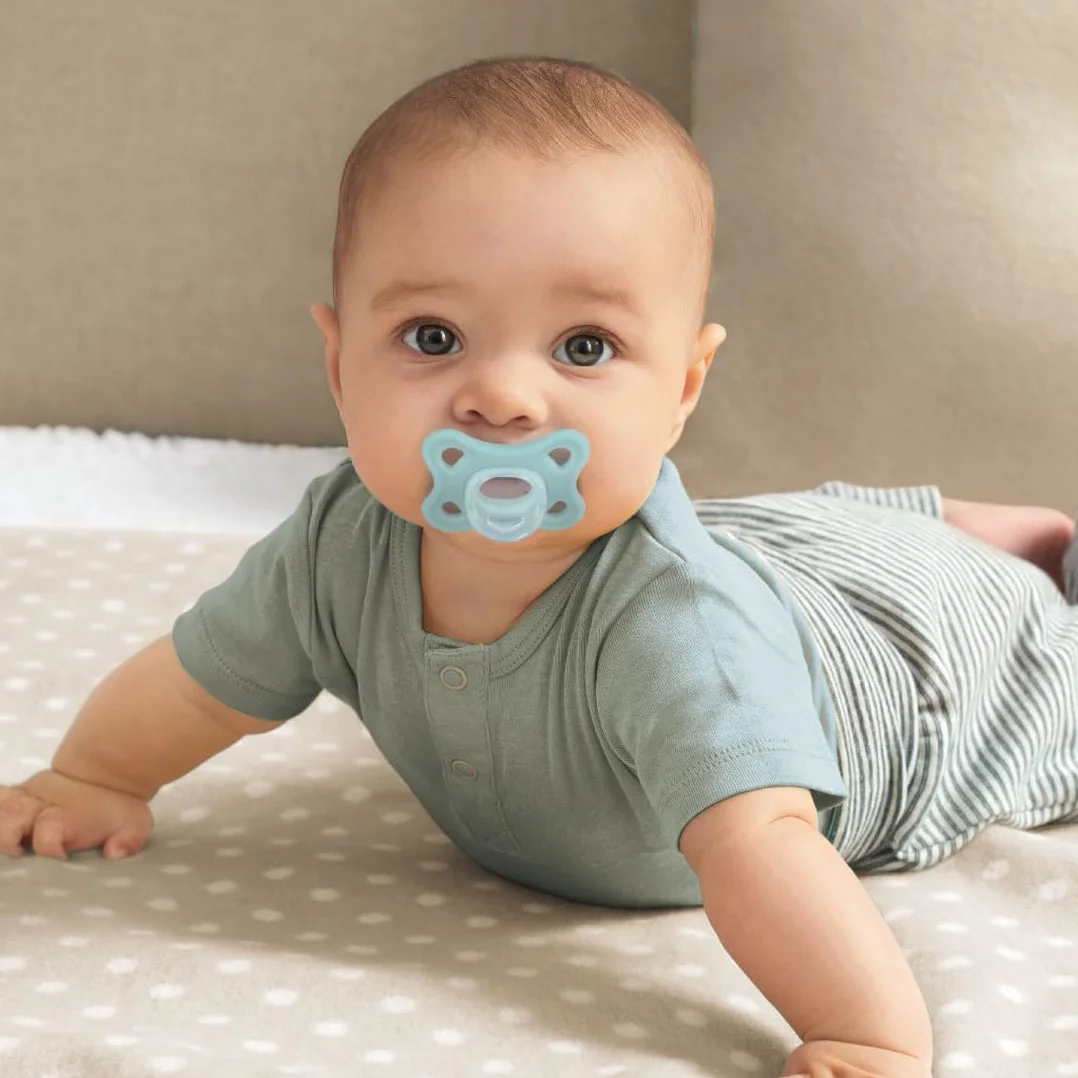Sucette MAM Comfort lot de 2, silicone 100%, étui porte-sucette, 3-12 mois, bleu clair