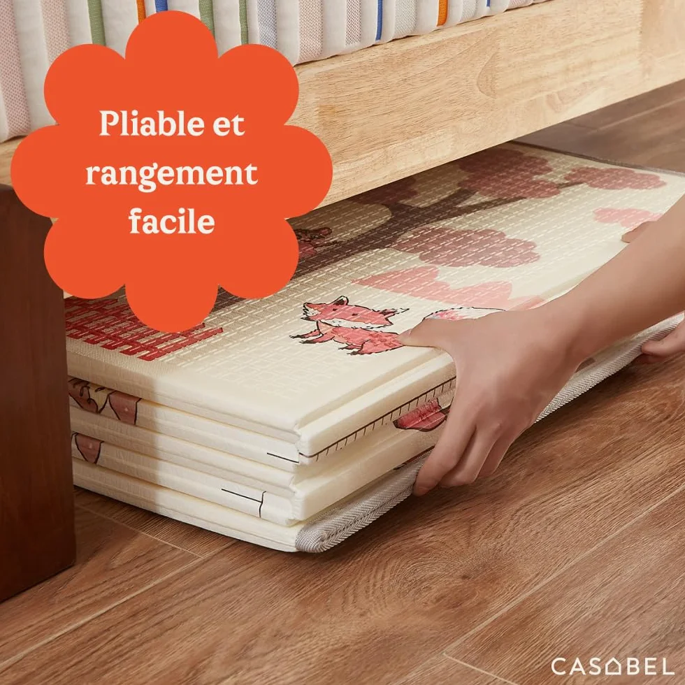 CASABEL Tapis d’Éveil Bébé Évolutif 180×150 cm Pliable Imperméable Épais Motifs Forêt
