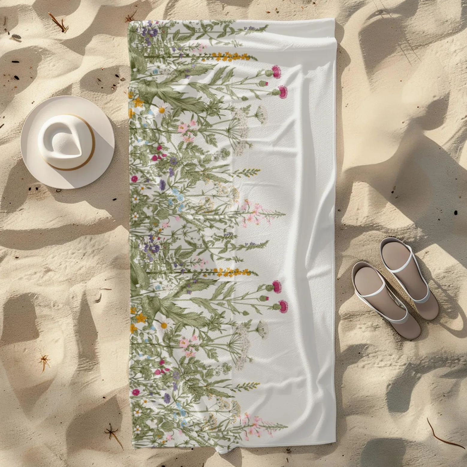 Tapis de Plage XXL Anti Sable Fleur Marron Serviette Piscine Adulte,Natte De Plage Pliable, Voyage Accessoires De Plage Camping,Serviette de Bain Personnalisée