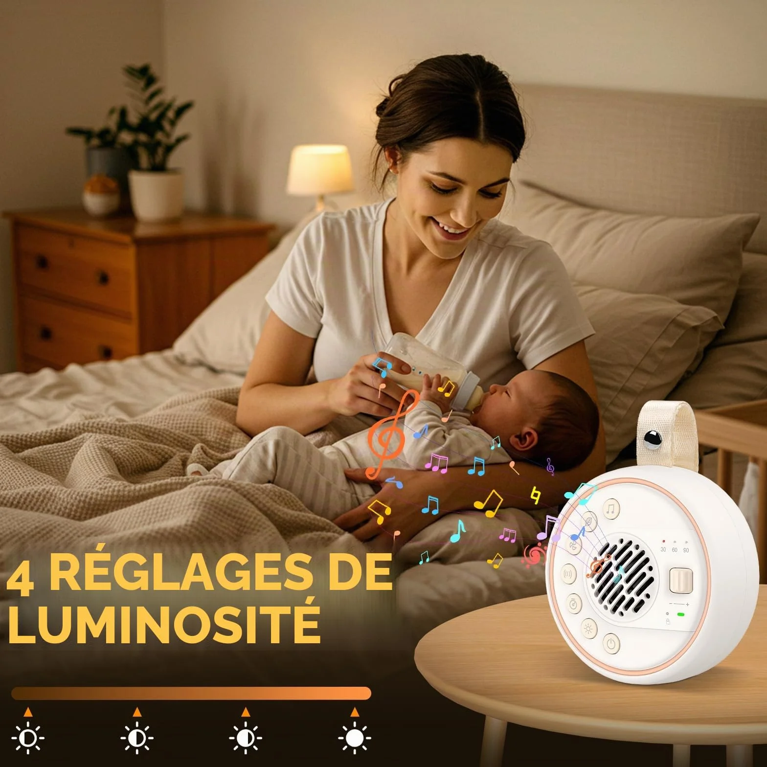 Machine à Bruit Blanc Portable pour Bébé, 22 Sons Apaisants, 60 Niveaux de Volume, 2000mAh Batterie, Enceinte Bluetooth
