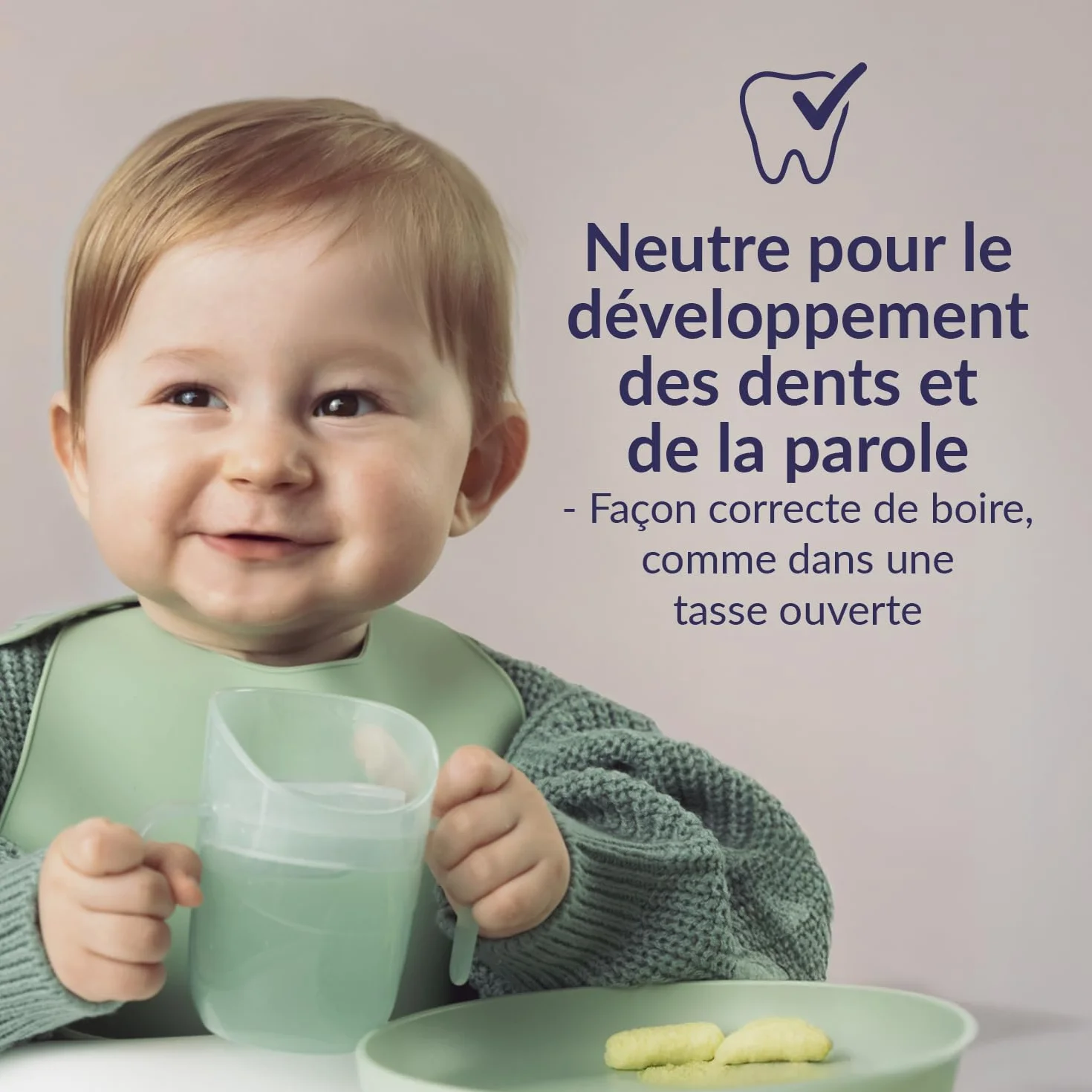 Difrax LOVI Genius Tasse d’Apprentissage Bébé 150 ml Débit Lent Vert