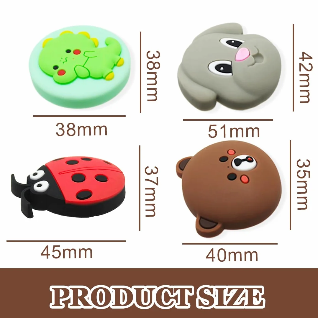 Lot De 4 Poignée Meuble Boutons D'Armoire En Caoutchouc Forme D'Animal Pour Enfants Avec Vis