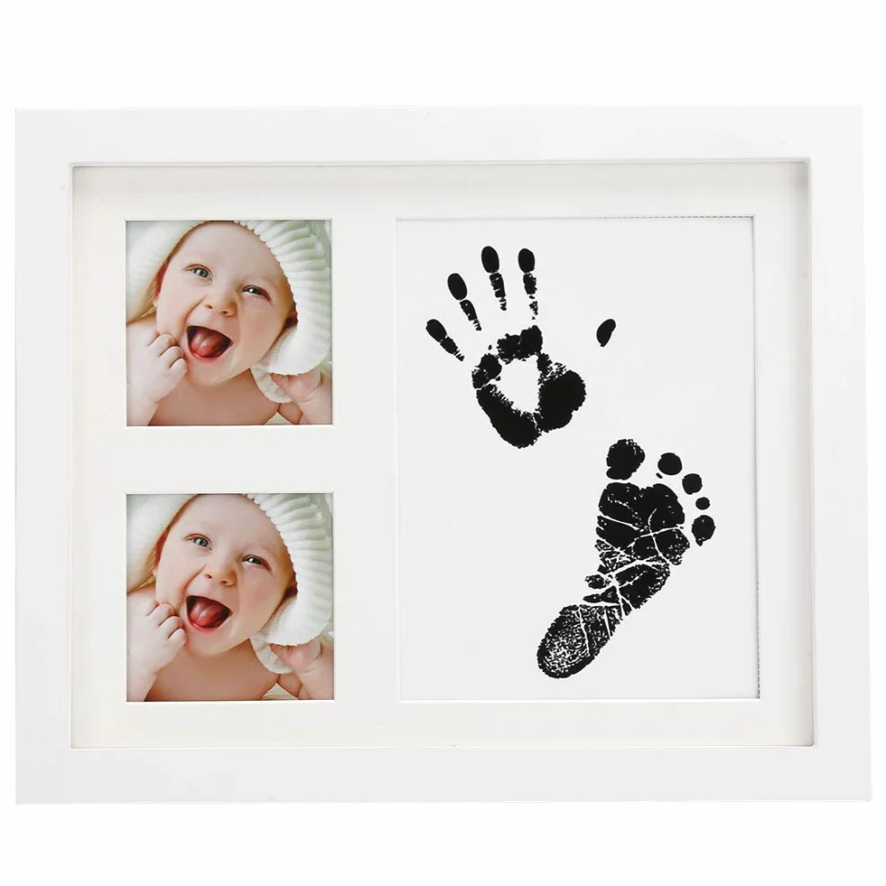 Kit d'impression main et pied bébé Cadre Photo Bois Tampon Encreur