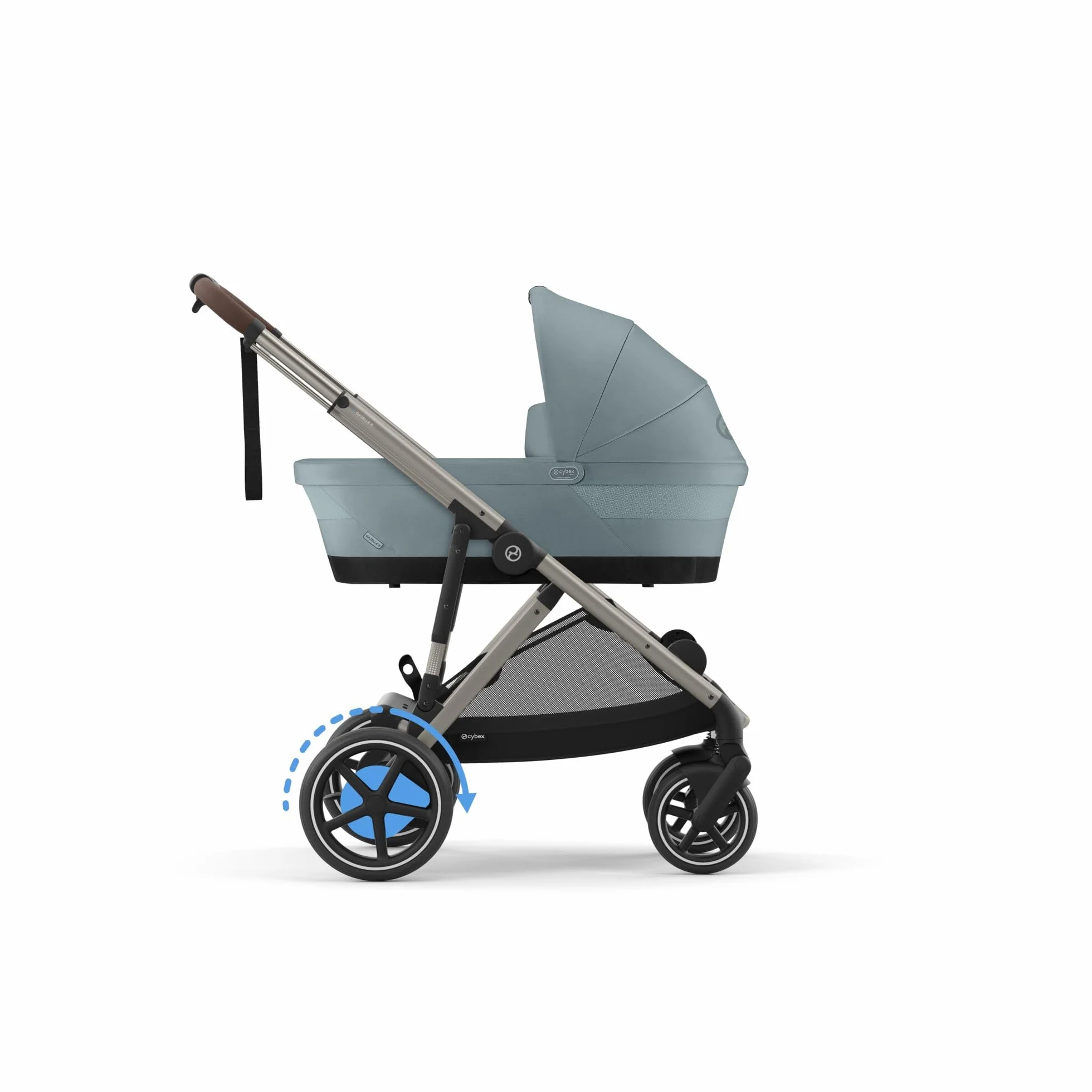 CYBEX Poussette Gold e-GAZELLE S, de la naissance à 4 ans, max. 22 kg, système tout-en-1 avec propulsion électrique, Bleu orageux